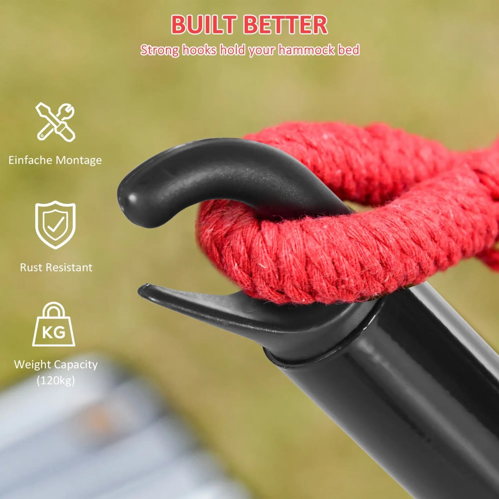 Hammock Stand Powder Coated Metal Frame 'U' Shaped with Non - Slip Feet Black - Home and Garden Furniture Shop - rustic - furniture