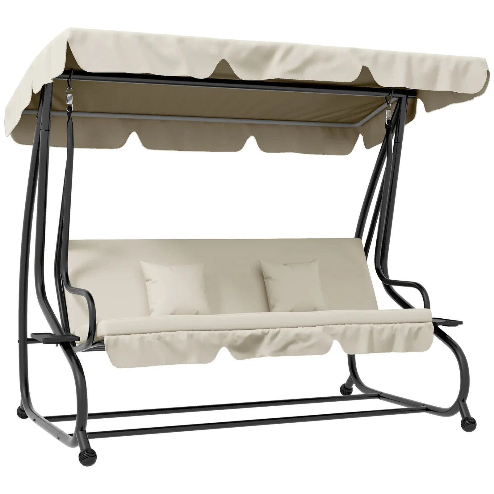 Hammock Swing Bench 3 - Seater Weather - Resistant with Adjustable Canopy Cream - Home and Garden Furniture Shop - #rustic - furniture#