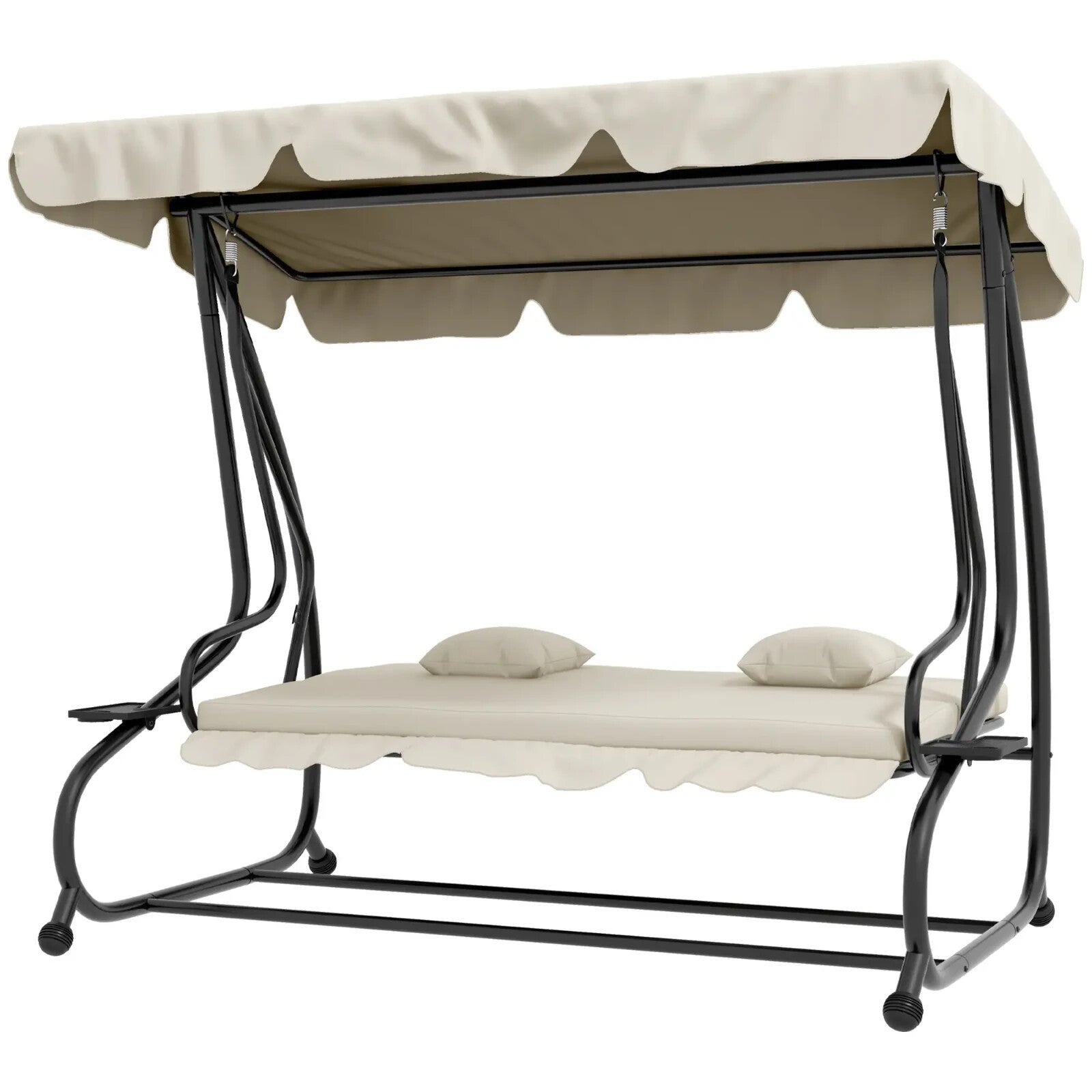 Hammock Swing Bench 3 - Seater Weather - Resistant with Adjustable Canopy Cream - Home and Garden Furniture Shop - #rustic - furniture#
