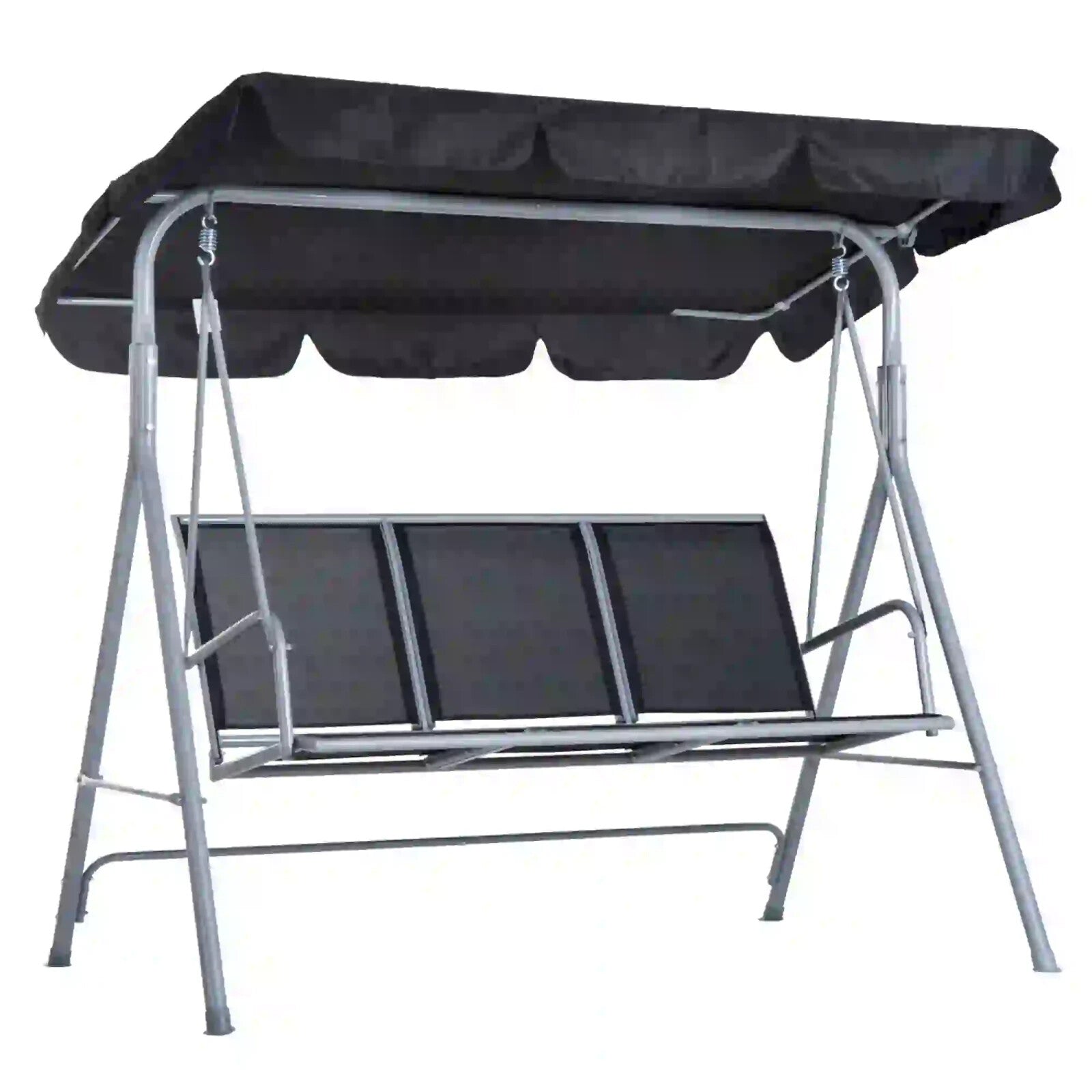Hammock Swing Bench 3Seater Powder Coated Metal Frame w/ Adjustable Canopy Black - Home and Garden Furniture Shop - #rustic - furniture#