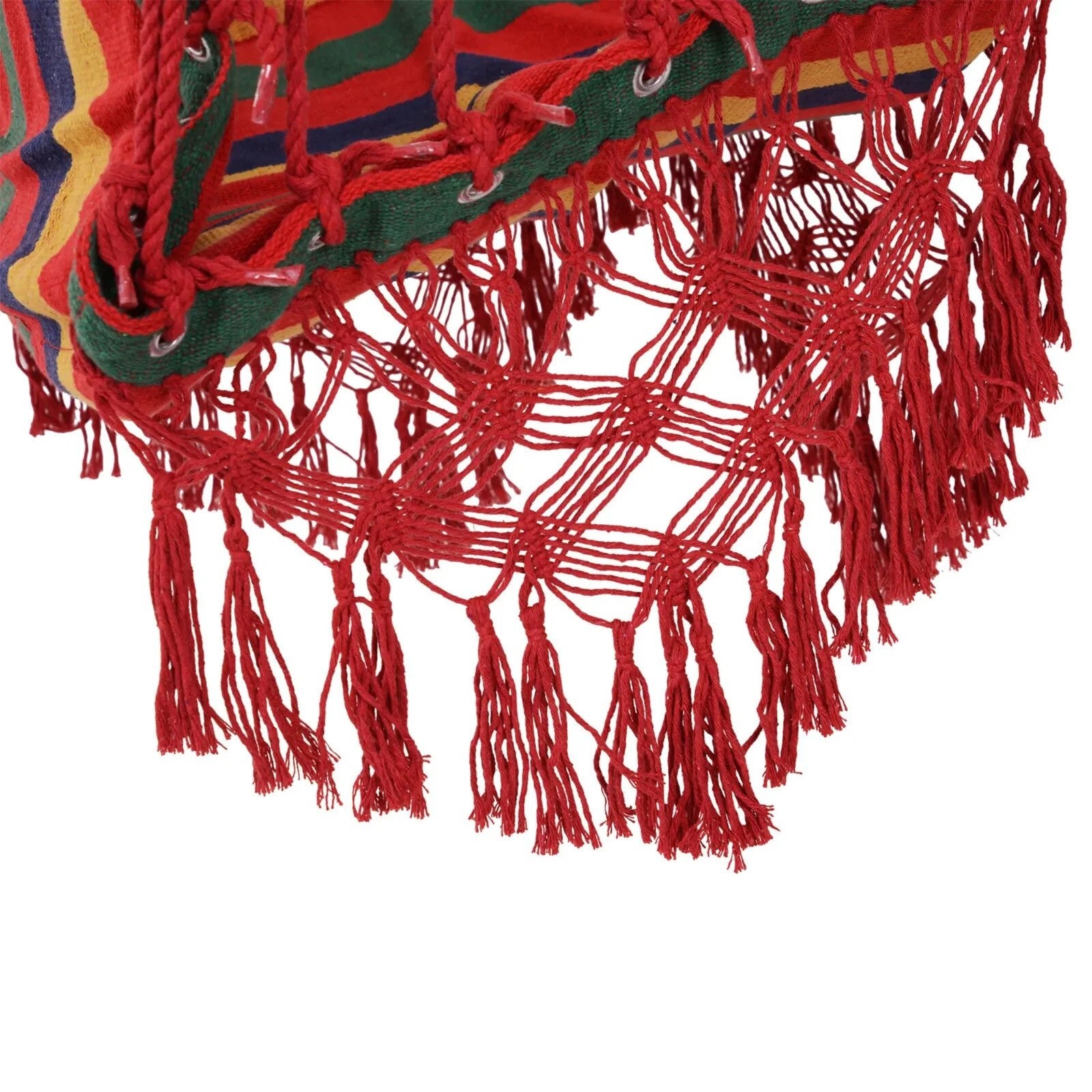 Hammock Swing Chair Colourful Striped Hanging Seat w/ Soft Tassels Multi - Colour - Home and Garden Furniture Shop - #rustic - furniture#