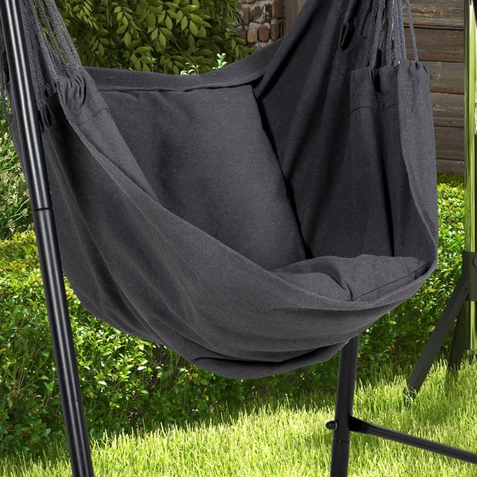 Hammock Swing Chair with Stand and Cushion Comfortable Outdoor Hanging Seat - Home and Garden Furniture Shop - rustic - furniture
