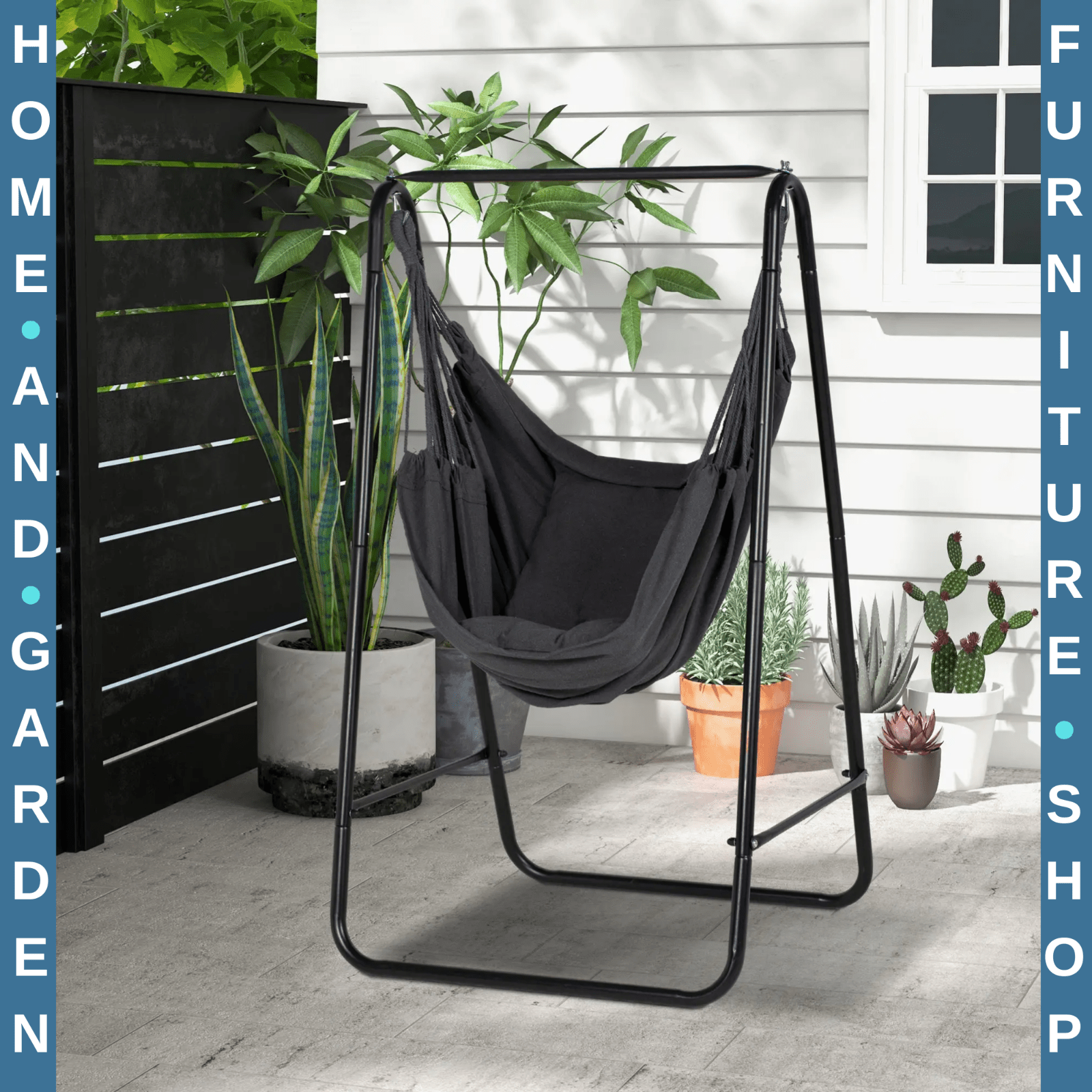 Hammock Swing Chair with Stand and Cushion Comfortable Outdoor Hanging Seat - Home and Garden Furniture Shop - rustic - furniture