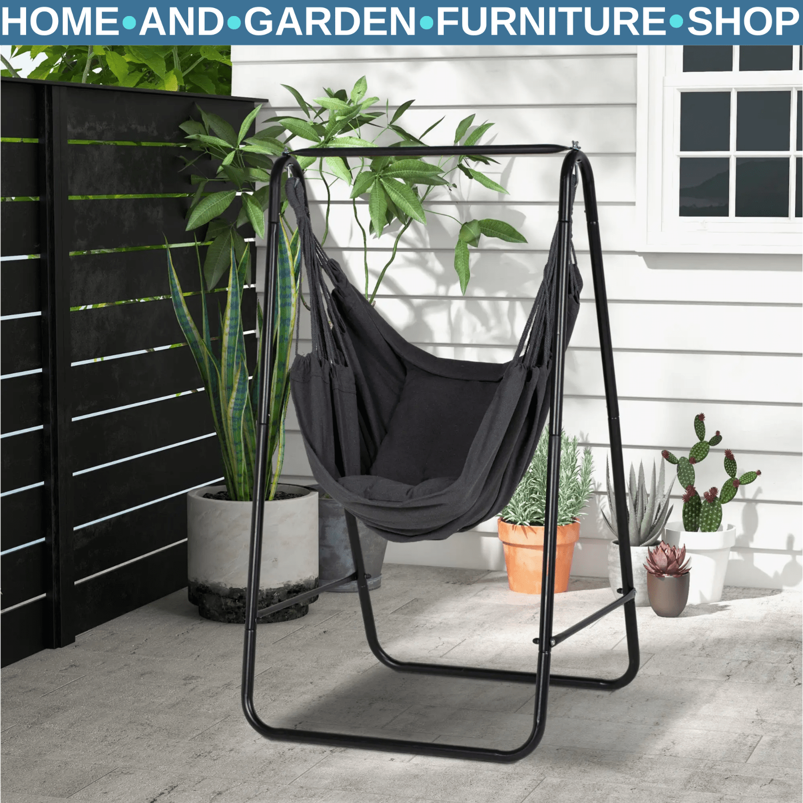 Hammock Swing Chair with Stand and Cushion Comfortable Outdoor Hanging Seat - Home and Garden Furniture Shop - rustic - furniture
