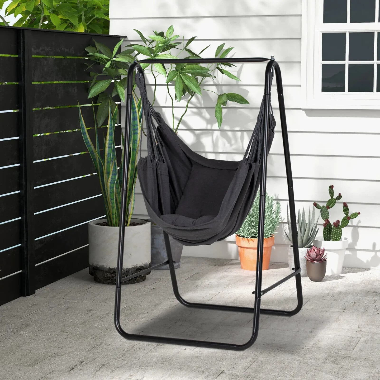 Hammock Swing Chair with Stand and Cushion Comfortable Outdoor Hanging Seat - Home and Garden Furniture Shop - rustic - furniture