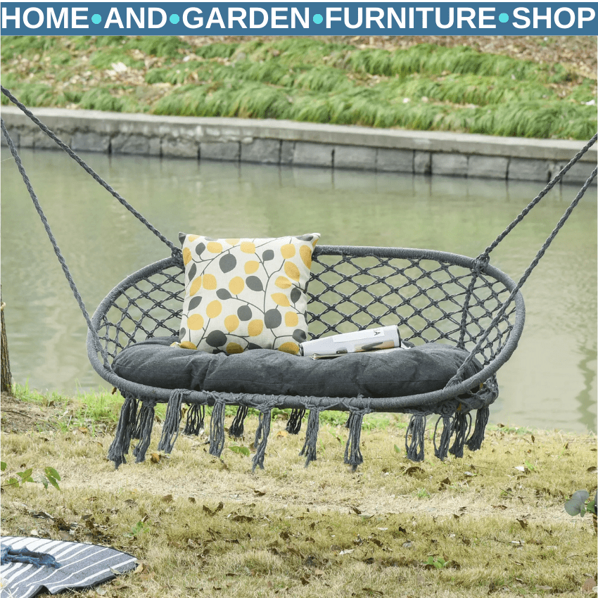 Hanging Cotton Rope Hammock Chair Swing with Cushion for Indoor Outdoor Relaxing - Home and Garden Furniture Shop - rustic - furniture