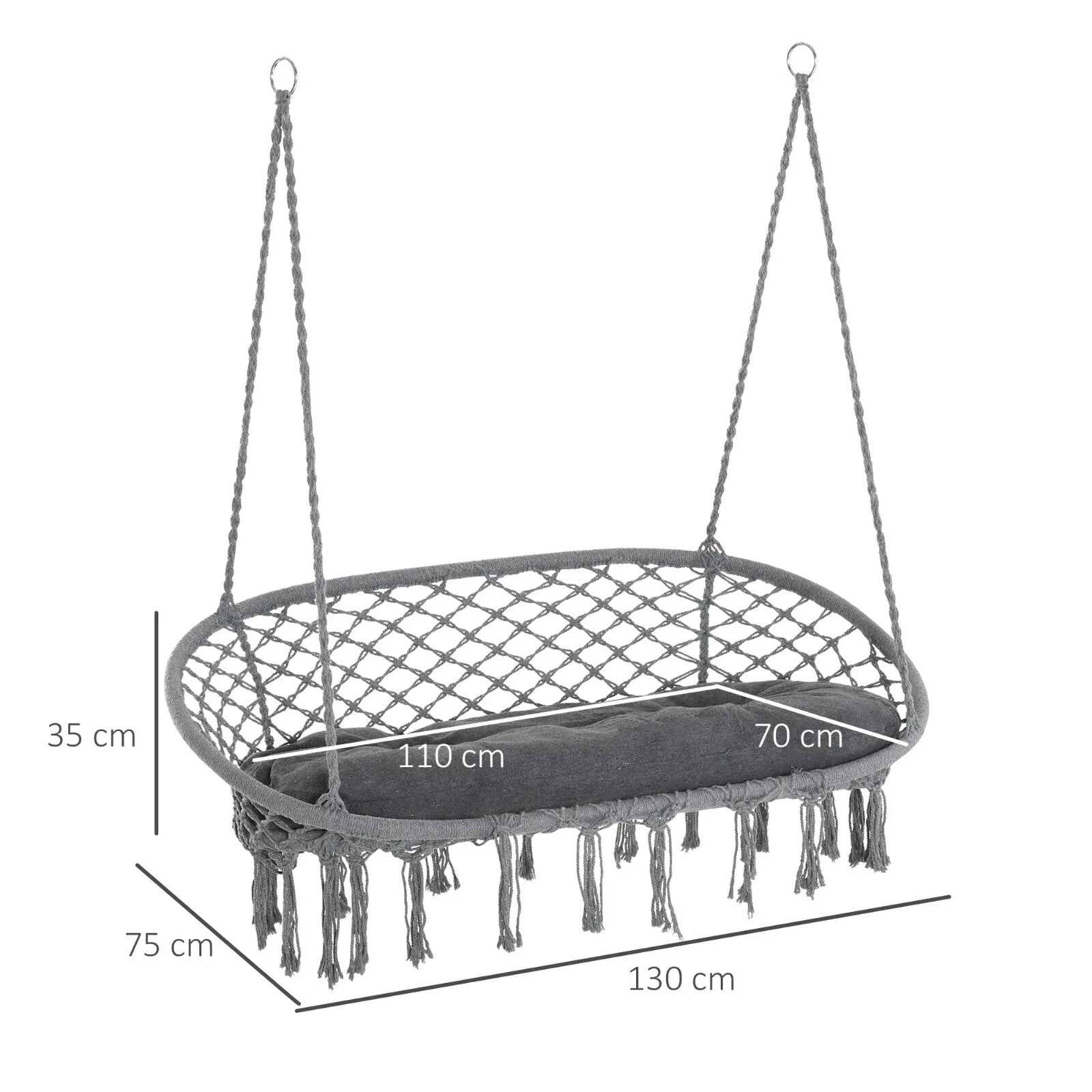 Hanging Cotton Rope Hammock Chair Swing with Cushion for Indoor Outdoor Relaxing - Home and Garden Furniture Shop - rustic - furniture