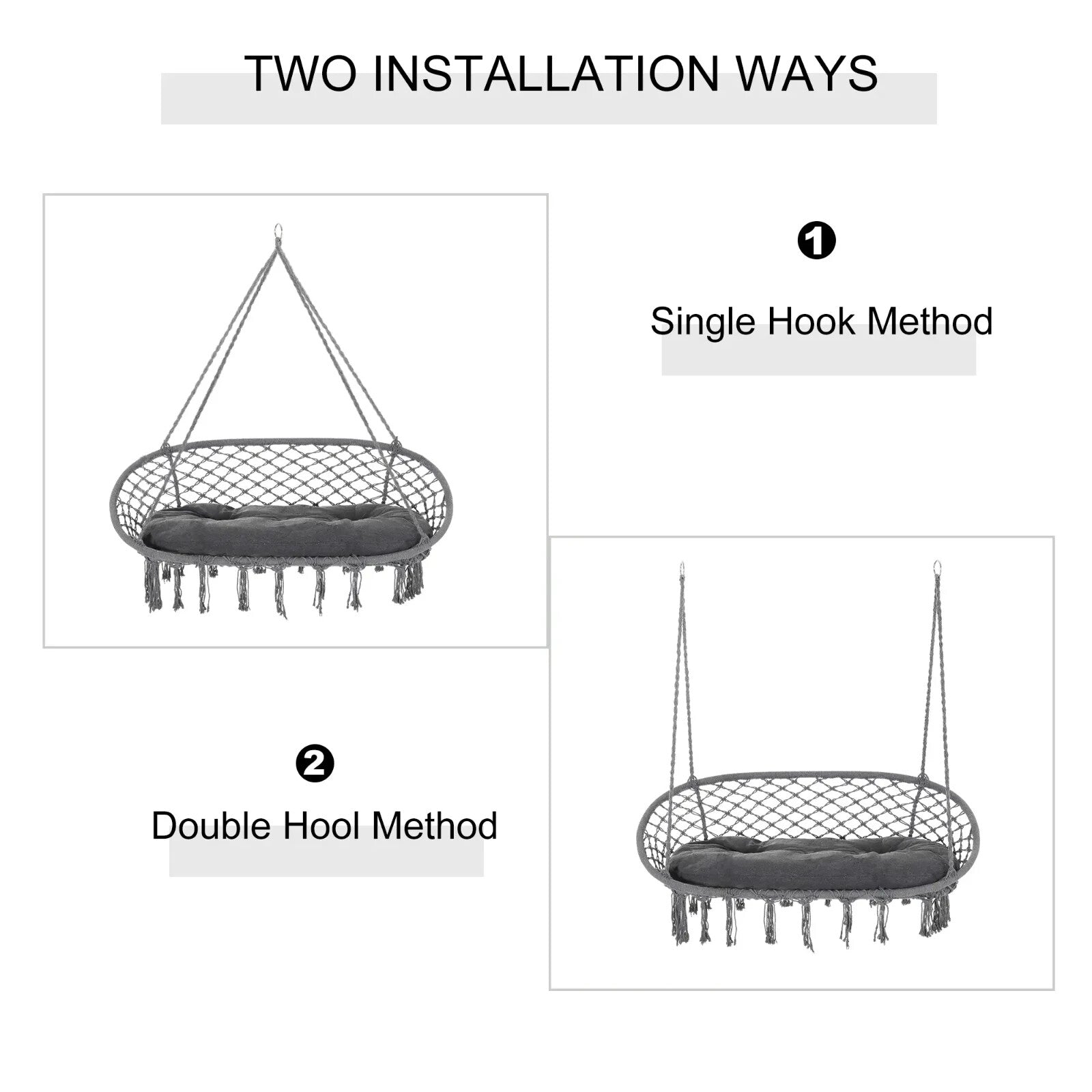 Hanging Cotton Rope Hammock Chair Swing with Cushion for Indoor Outdoor Relaxing - Home and Garden Furniture Shop - rustic - furniture