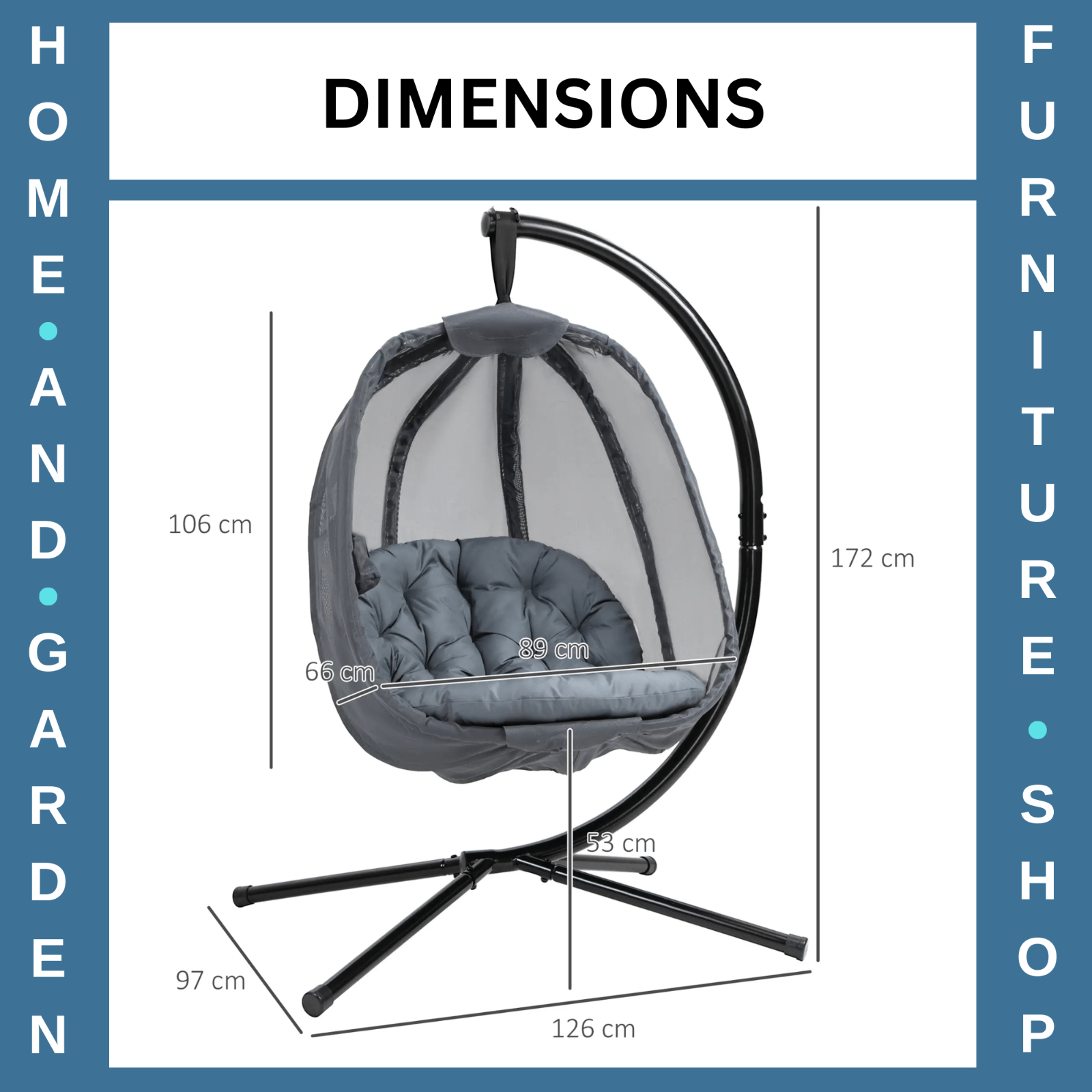 Hanging Egg Chair Folding Swing Hammock with Cushion and Stand for Garden Patio - Home and Garden Furniture Shop - rustic - furniture