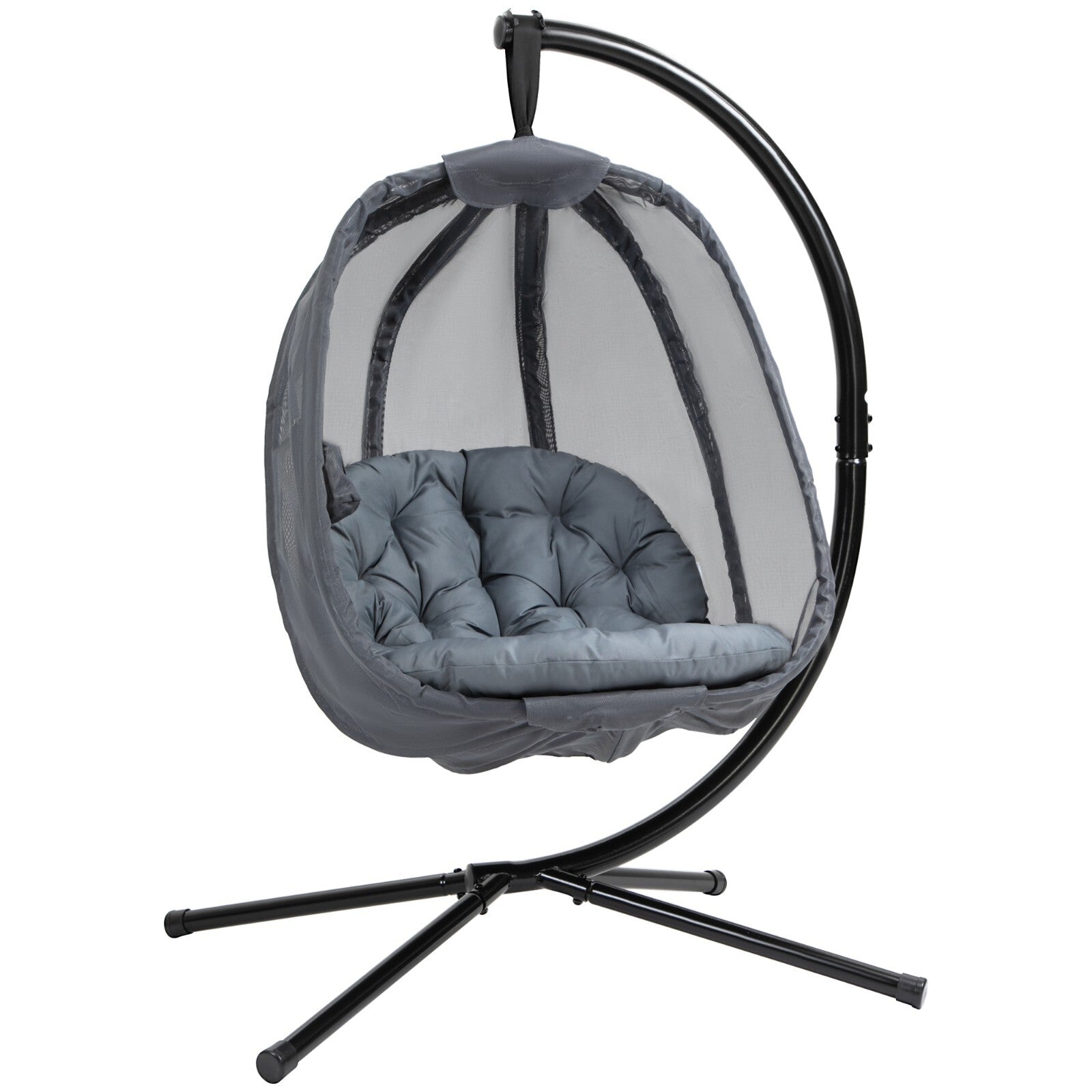 Hanging Egg Chair Folding Swing Hammock with Cushion and Stand for Garden Patio - Home and Garden Furniture Shop - rustic - furniture
