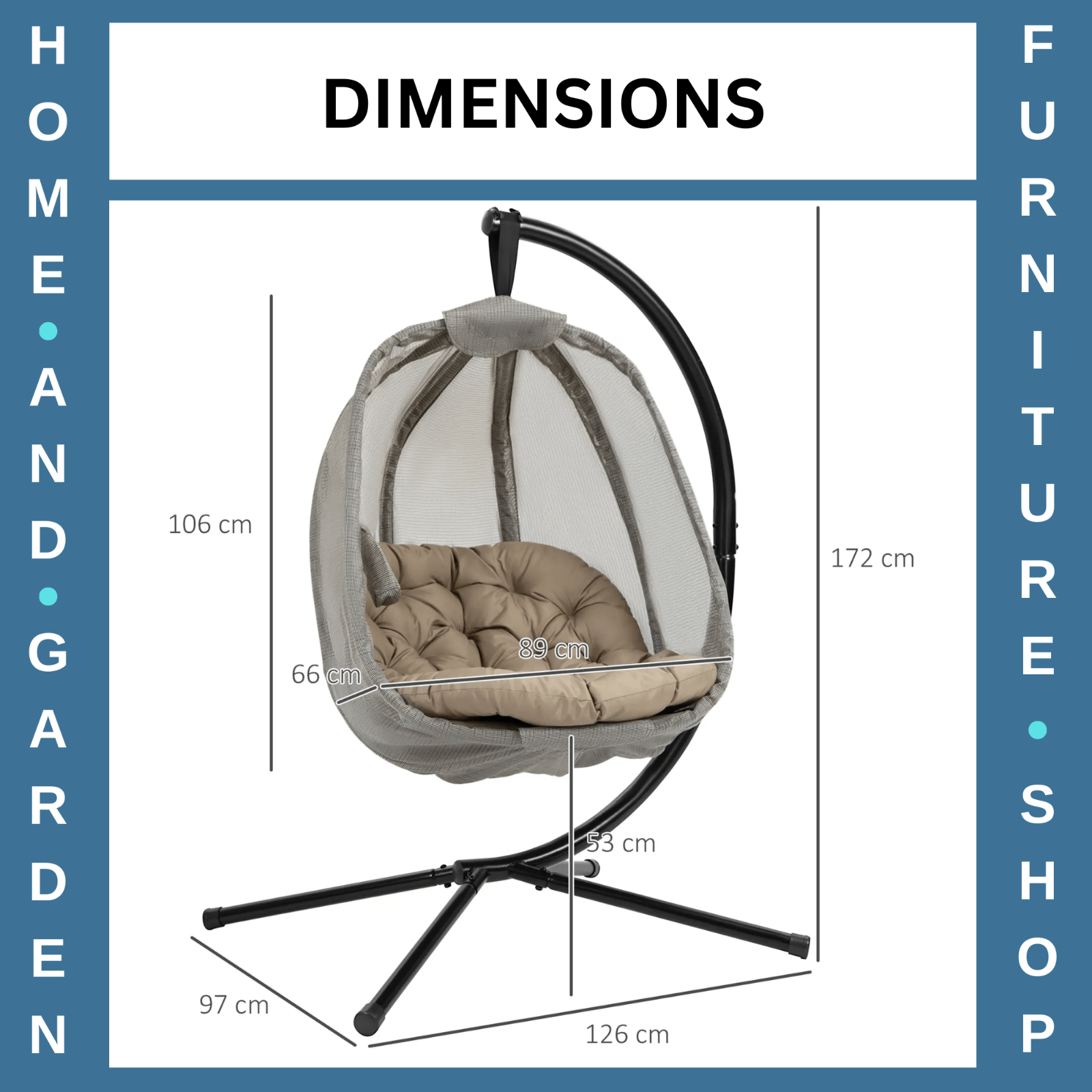 Hanging Egg Chair Folding Swing Hammock with Cushion and Stand for Garden Patio - Home and Garden Furniture Shop - rustic - furniture