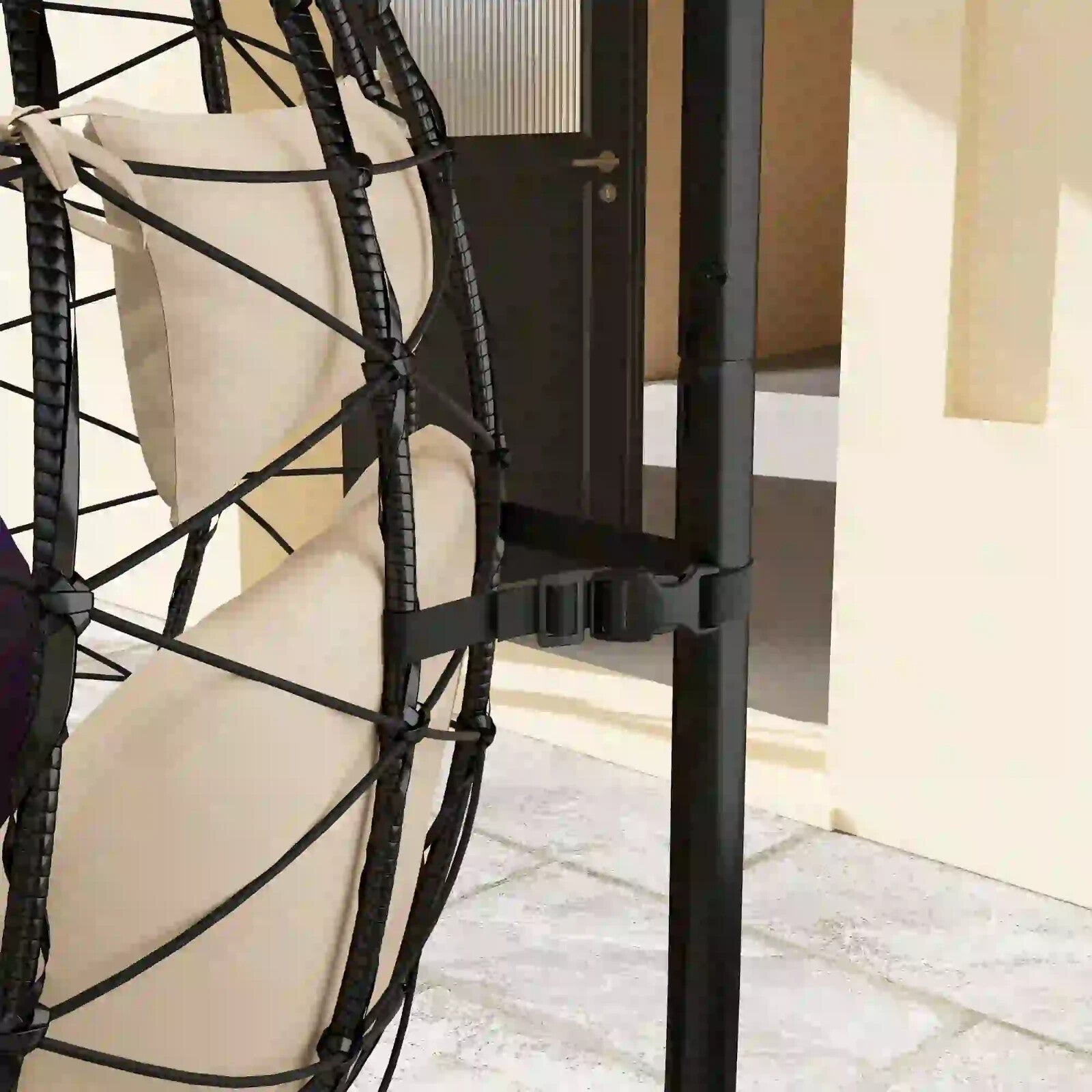 Hanging Egg Chair Indoor Outdoor Garden Swing Chair w/ Cushion & Folding Basket - Home and Garden Furniture Shop - rustic - furniture