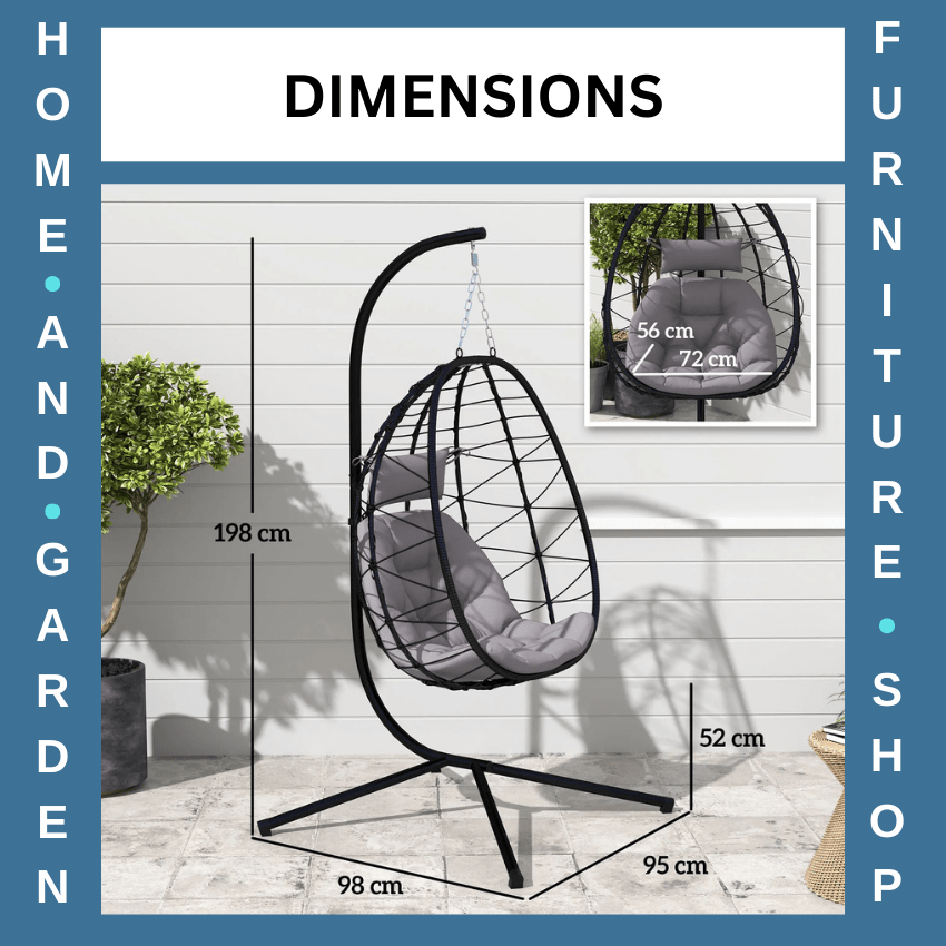 Hanging Egg Chair Indoor Outdoor Garden Swing Chair with Folding Basket Cushion - Home and Garden Furniture Shop - #rustic - furniture#
