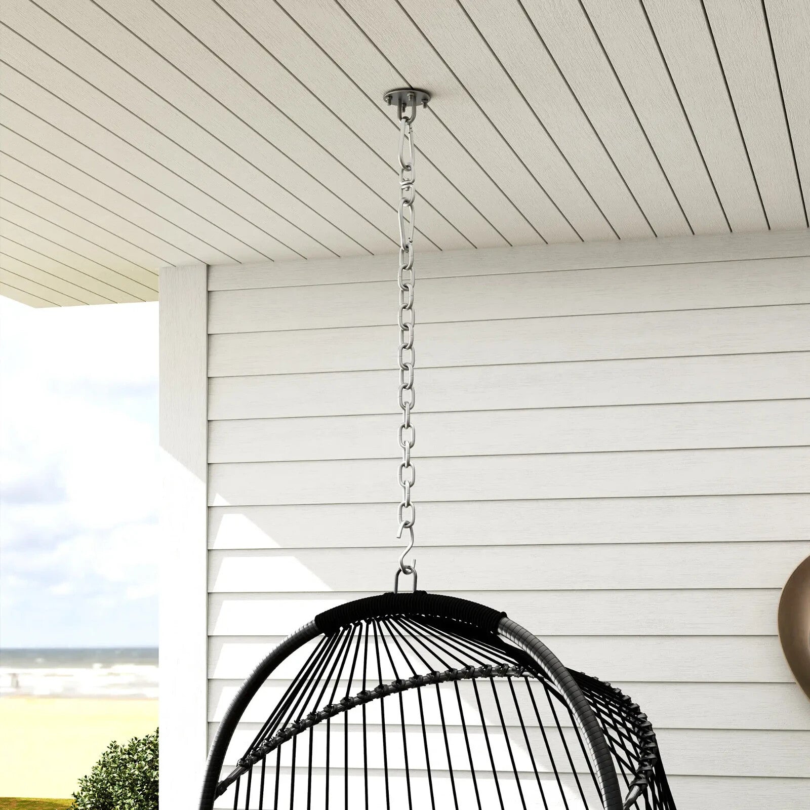 Hanging Egg Chair Rattan Swing Seat with Installation Kit for Garden Indoor Grey - Home and Garden Furniture Shop - rustic - furniture