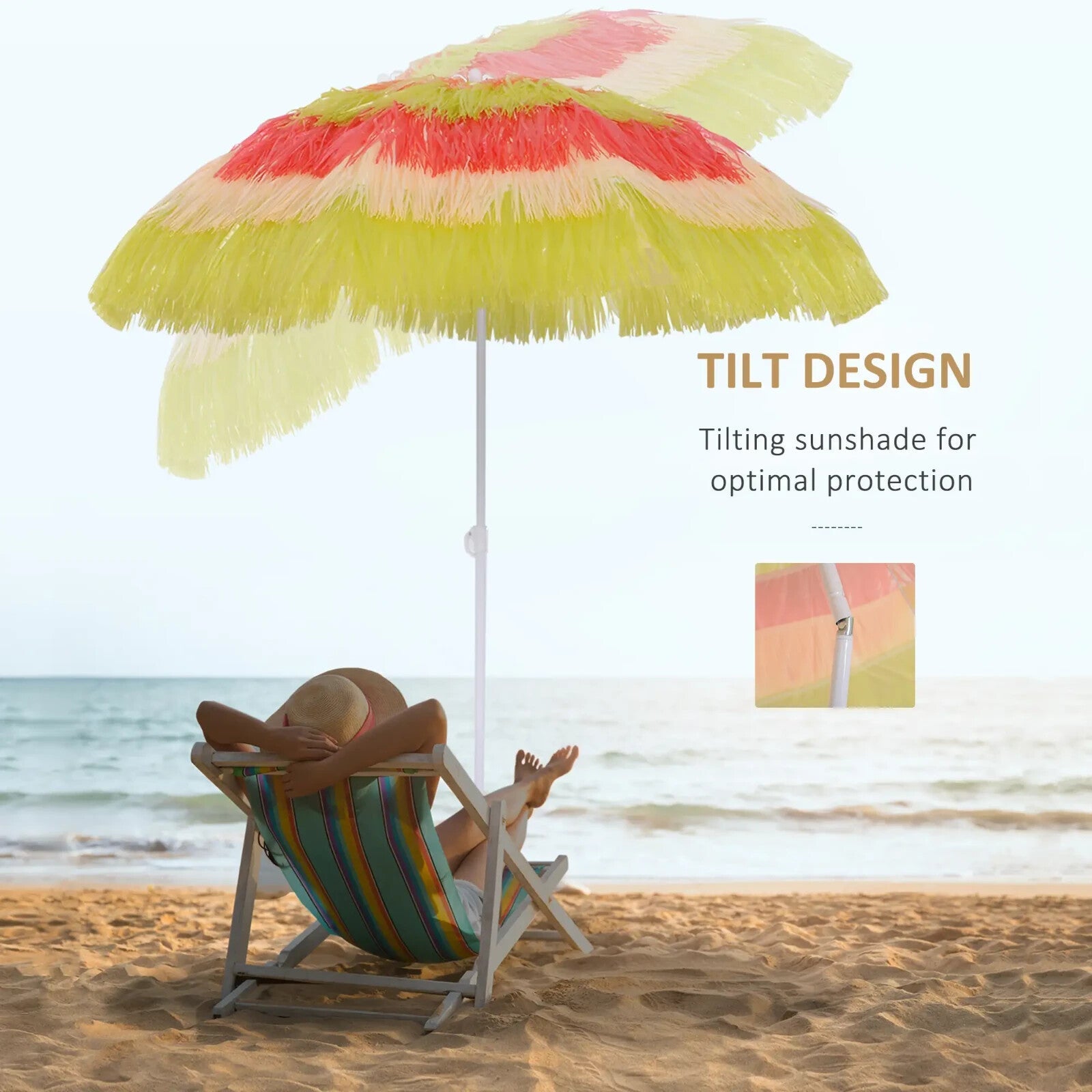 Hawaiian Parasol Sun Shelter Folding Tilting Crank Powder - Coated Multi - Colour - Home and Garden Furniture Shop - rustic - furniture