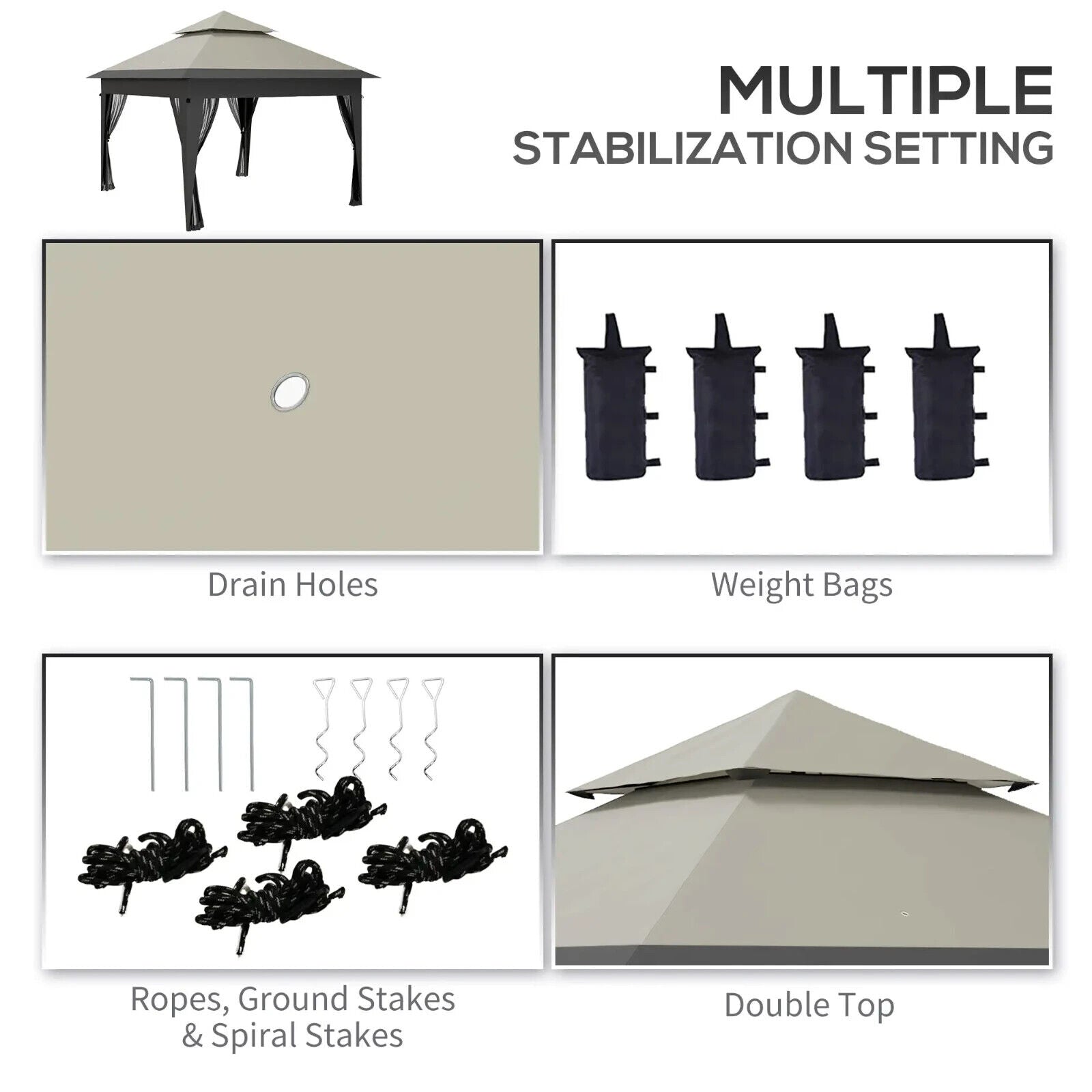 Heavy Duty 3 x 3m Pop Up Gazebo Garden Shelter Mosquito Netting Grey Patio Tent - Home and Garden Furniture Shop - #rustic - furniture#