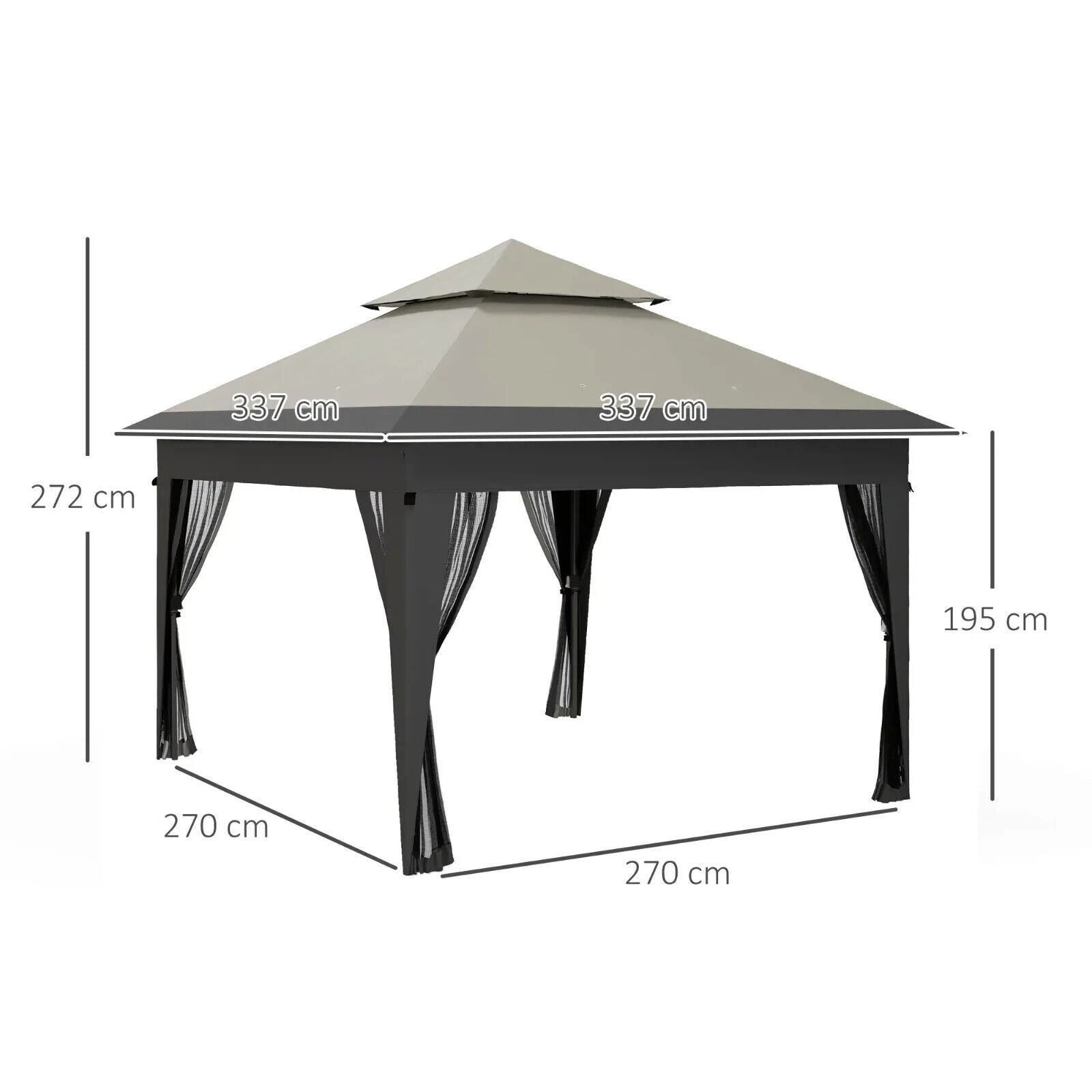 Heavy Duty 3 x 3m Pop Up Gazebo Garden Shelter Mosquito Netting Grey Patio Tent - Home and Garden Furniture Shop - #rustic - furniture#