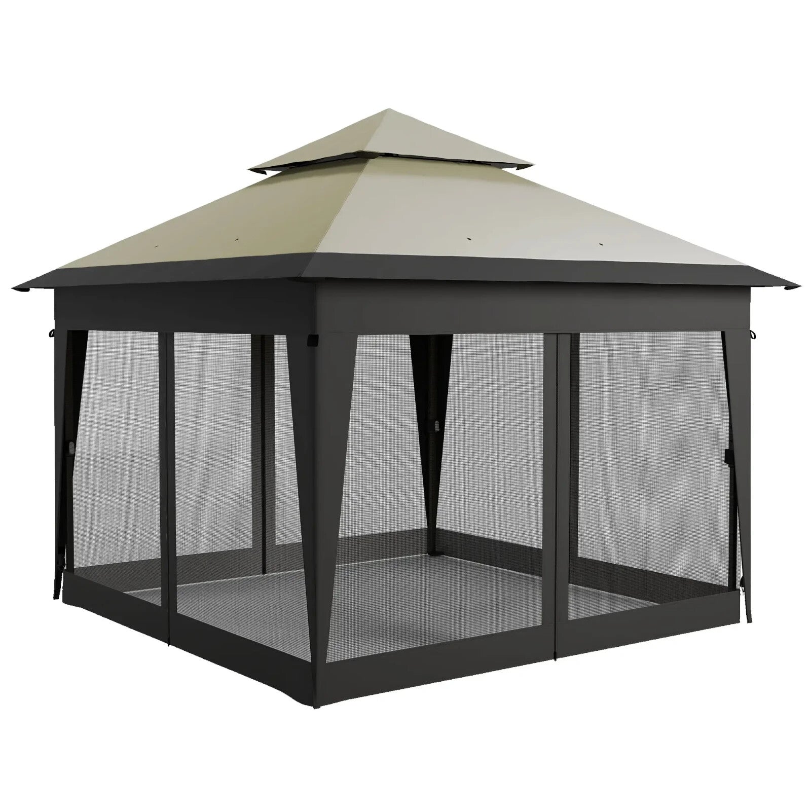 Heavy Duty 3 x 3m Pop Up Gazebo Garden Shelter Mosquito Netting Grey Patio Tent - Home and Garden Furniture Shop - rustic - furniture