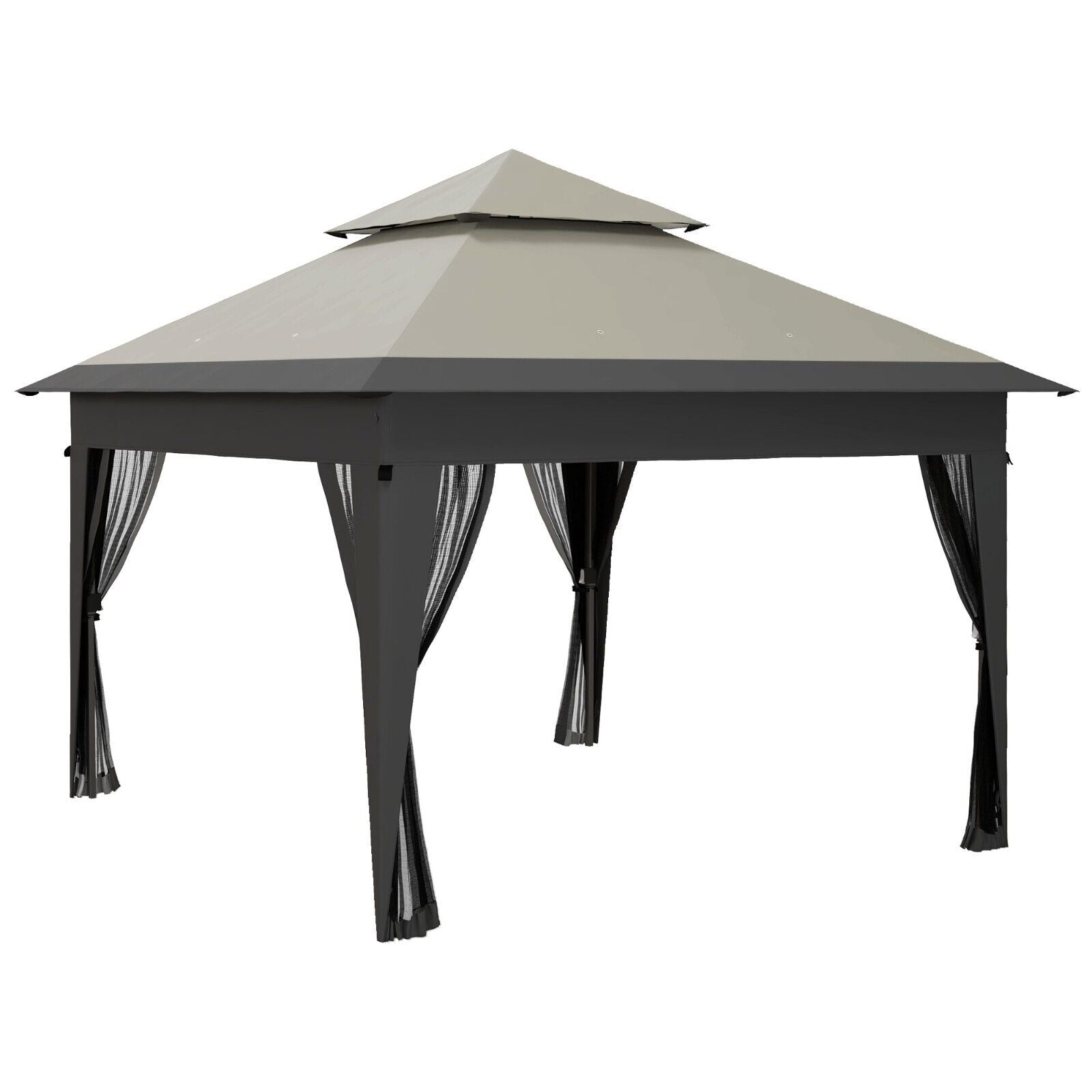 Heavy Duty 3 x 3m Pop Up Gazebo Garden Shelter Mosquito Netting Grey Patio Tent - Home and Garden Furniture Shop - #rustic - furniture#