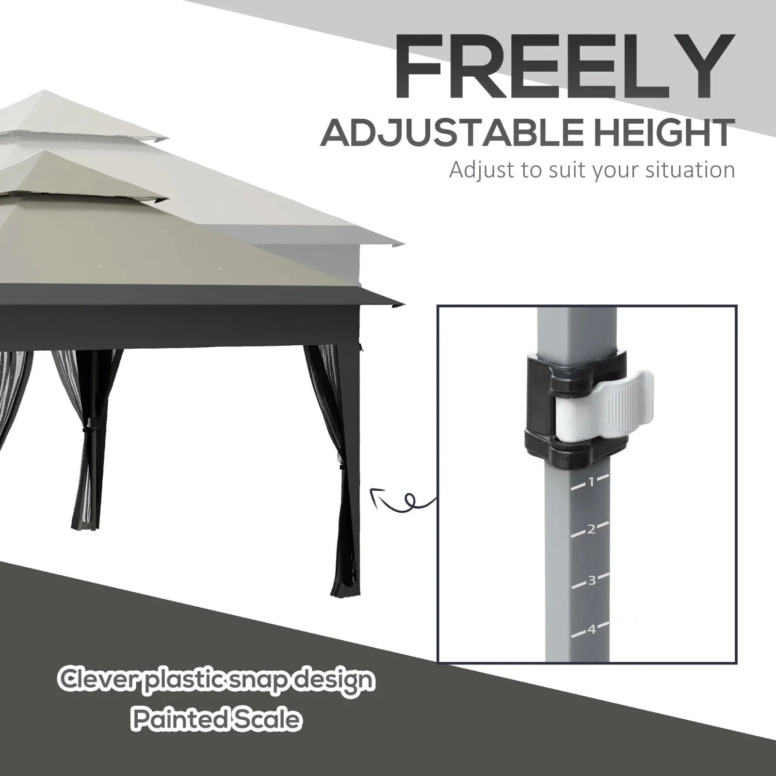 Heavy Duty 3 x 3m Pop Up Gazebo Garden Shelter Mosquito Netting Grey Patio Tent - Home and Garden Furniture Shop - #rustic - furniture#