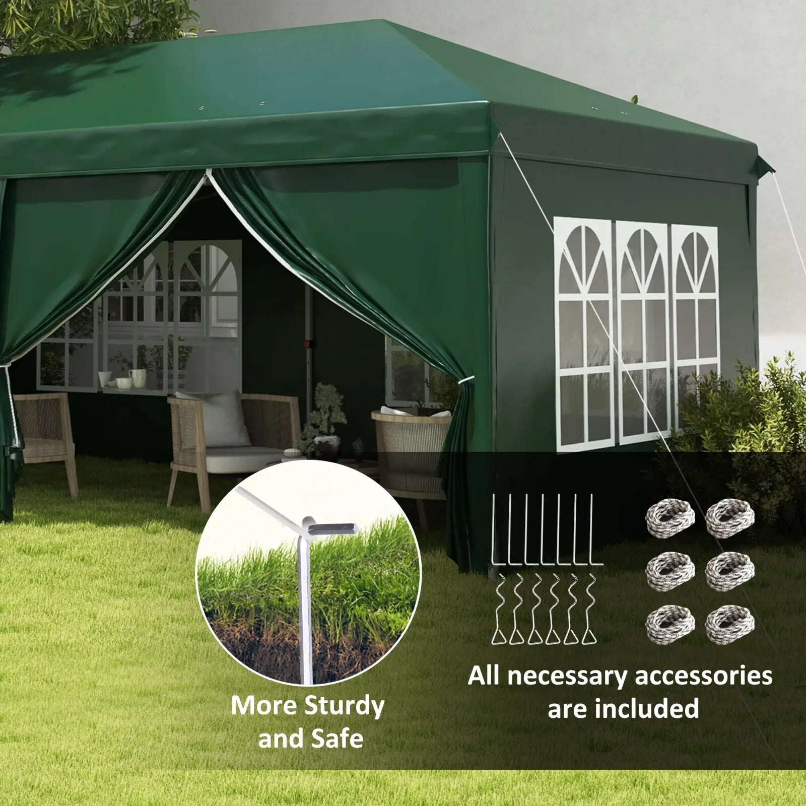 Heavy Duty 3 x 6m Pop - Up Gazebo Curtain Walls Windows Wedding Marquee Party Tent - Home and Garden Furniture Shop - rustic - furniture