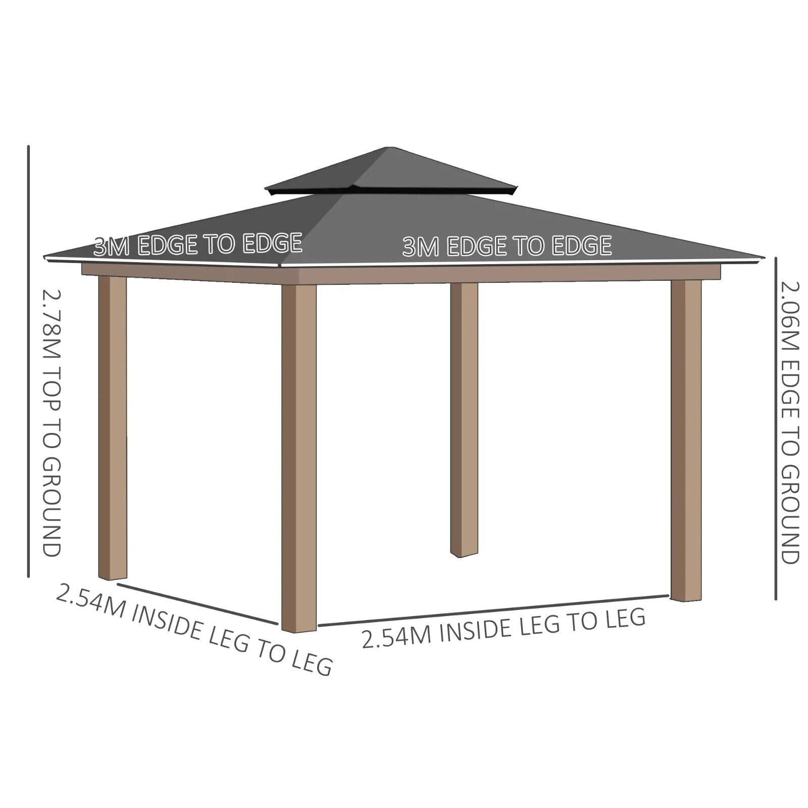 Heavy Duty Garden Double Roof Hard Top Gazebo Netting Curtains 3 x 3m Tent Khaki - Home and Garden Furniture Shop - #rustic - furniture#