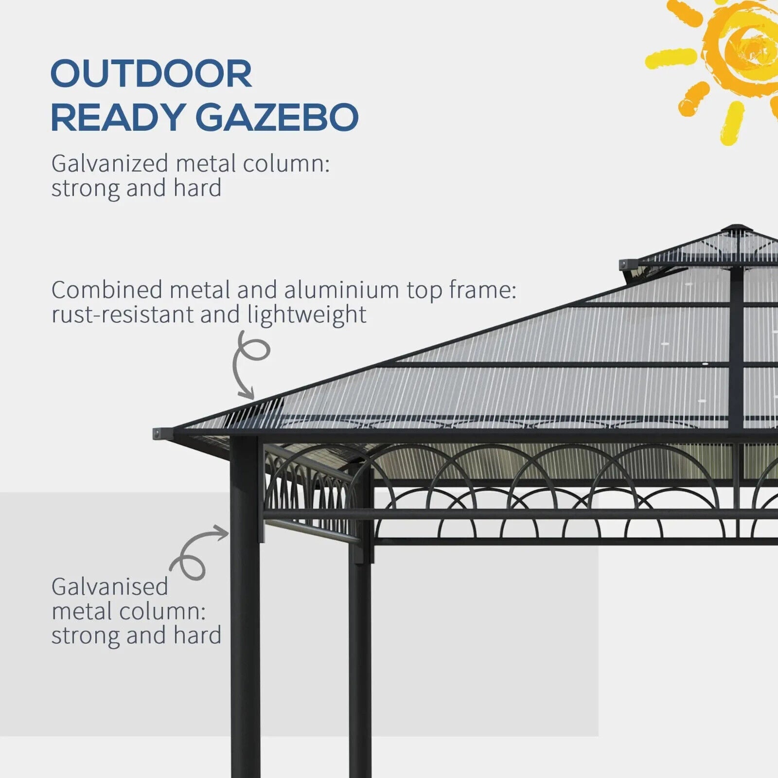 Heavy Duty Garden Double Roof Hard Top Gazebo Netting Curtains 3 x 3m Tent Khaki - Home and Garden Furniture Shop - #rustic - furniture#