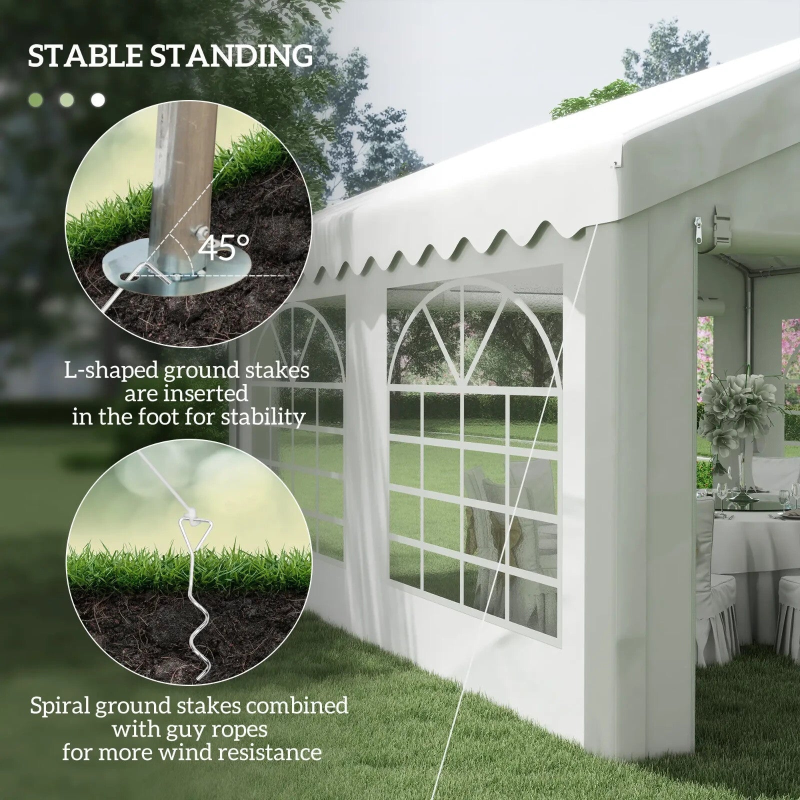 Heavy Duty Garden Gazebo Marquee Tent Steel Frame Outdoor Event Shelter White - Home and Garden Furniture Shop - rustic - furniture