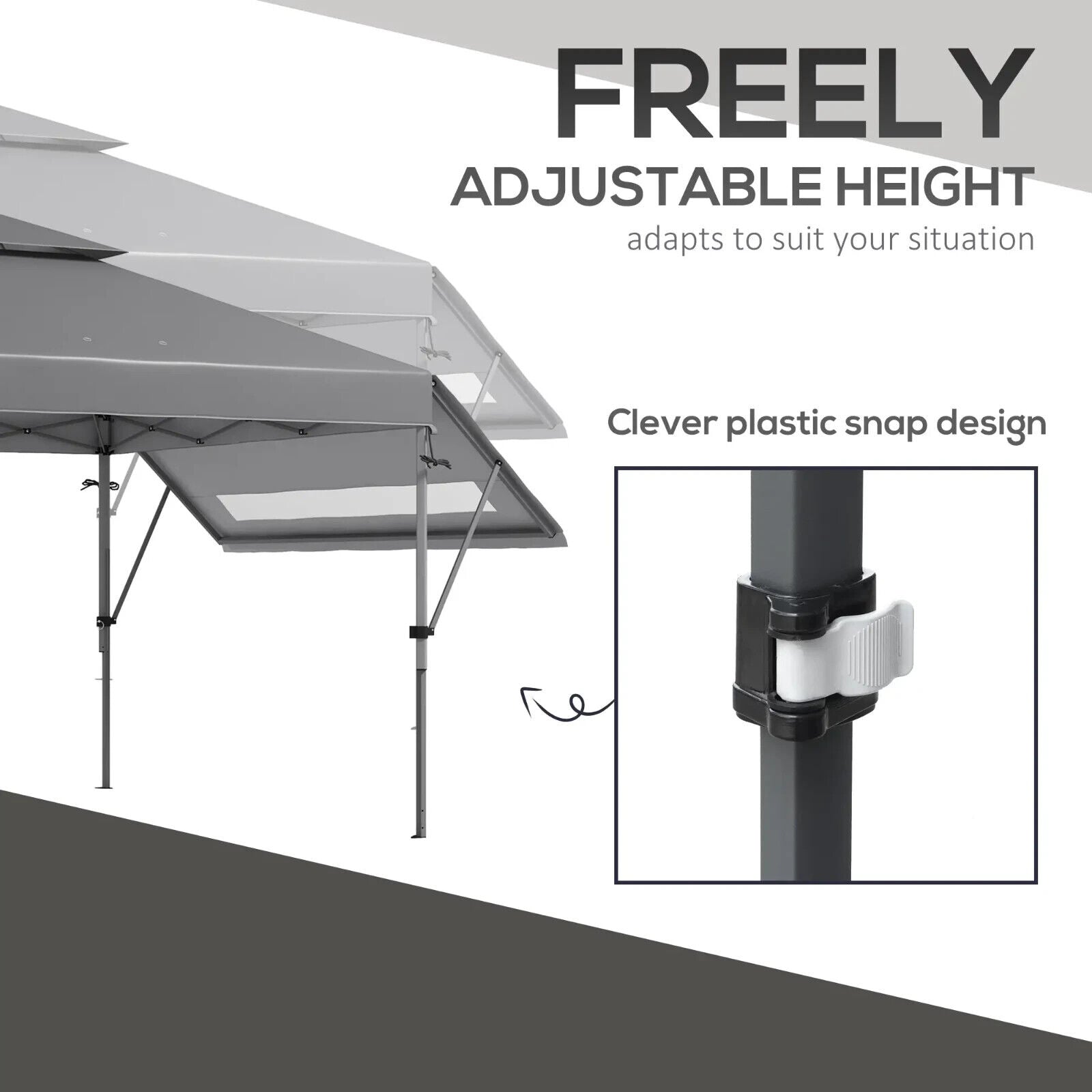 Heavy Duty Garden Pop Up Gazebo Instant Shelter Extendable Dual Awning Grey 3m - Home and Garden Furniture Shop - #rustic - furniture#