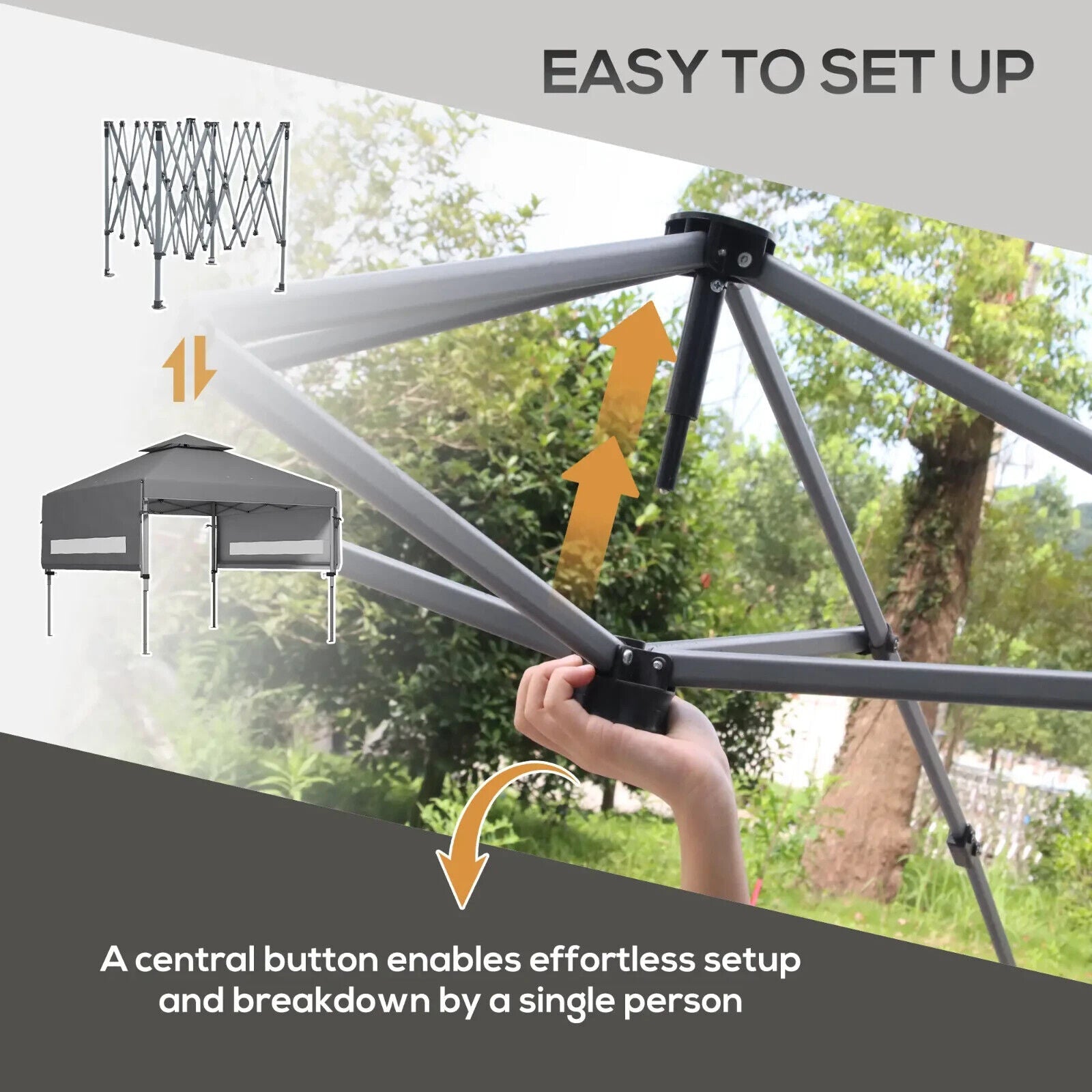 Heavy Duty Garden Pop Up Gazebo Instant Shelter Extendable Dual Awning Grey 3m - Home and Garden Furniture Shop - #rustic - furniture#