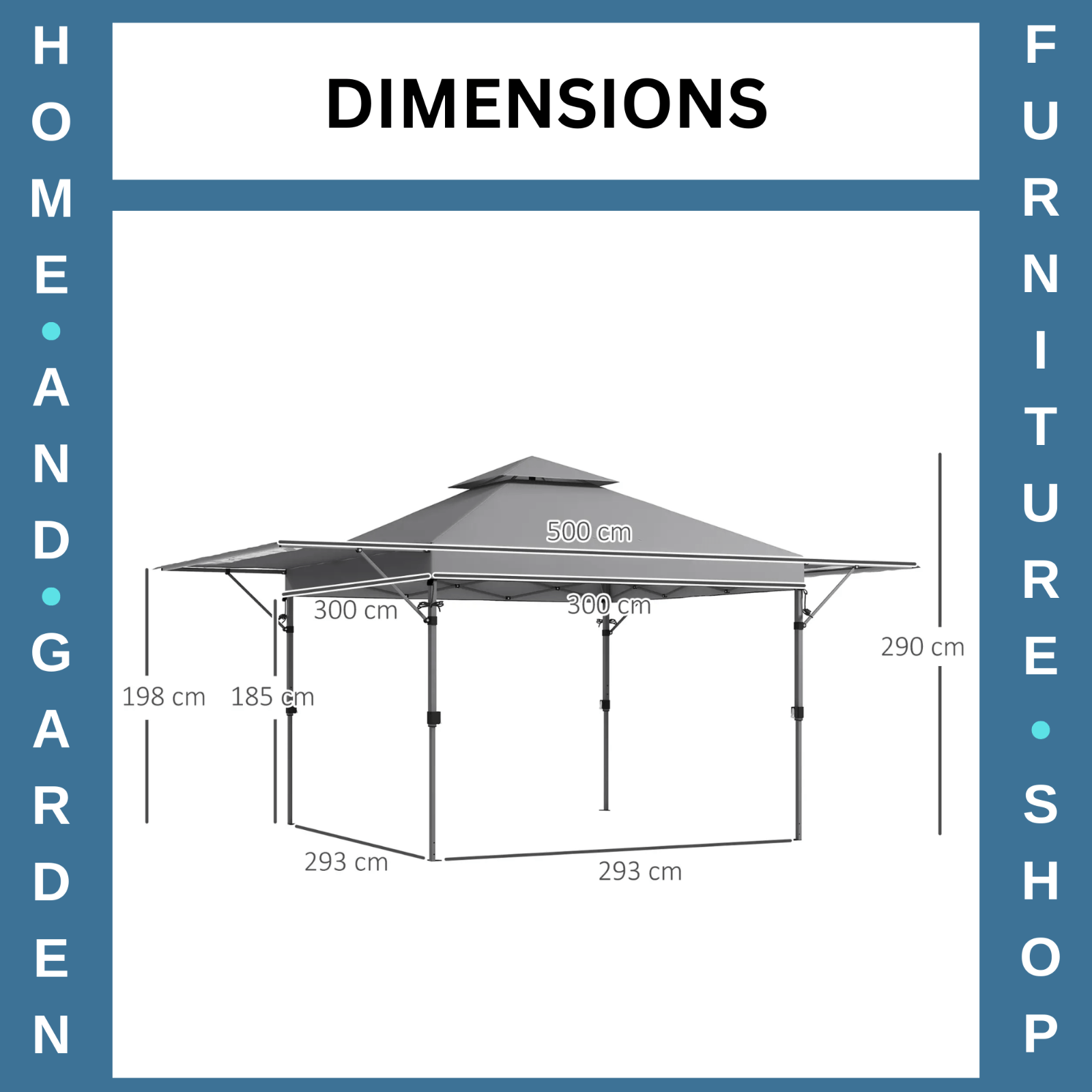 Heavy Duty Garden Pop Up Gazebo Instant Shelter Extendable Dual Awning Grey 3m - Home and Garden Furniture Shop - #rustic - furniture#