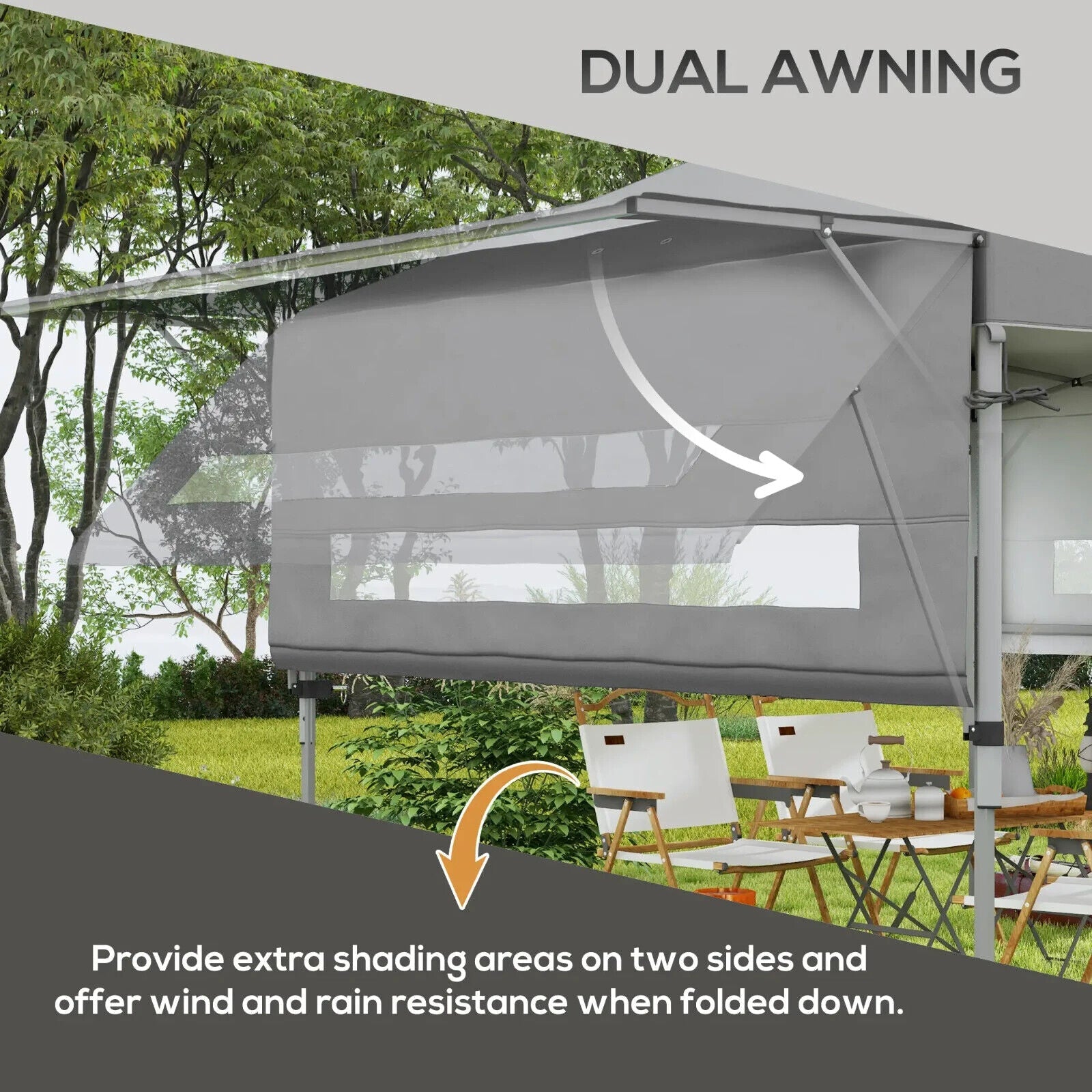 Heavy Duty Garden Pop Up Gazebo Instant Shelter Extendable Dual Awning Grey 3m - Home and Garden Furniture Shop - #rustic - furniture#