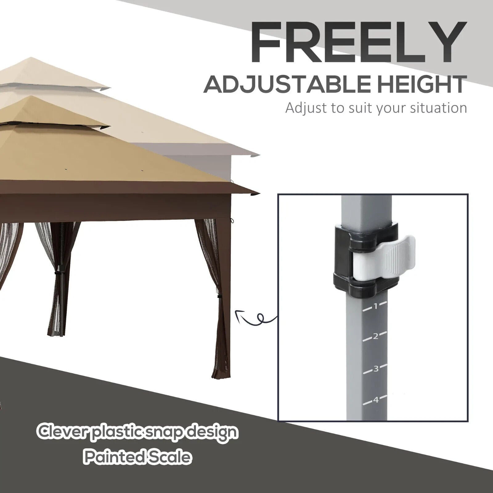 Heavy Duty Garden Pop Up Gazebo Instant Shelter Mosquito Netting Khaki 3x3m Tent - Home and Garden Furniture Shop - #rustic - furniture#