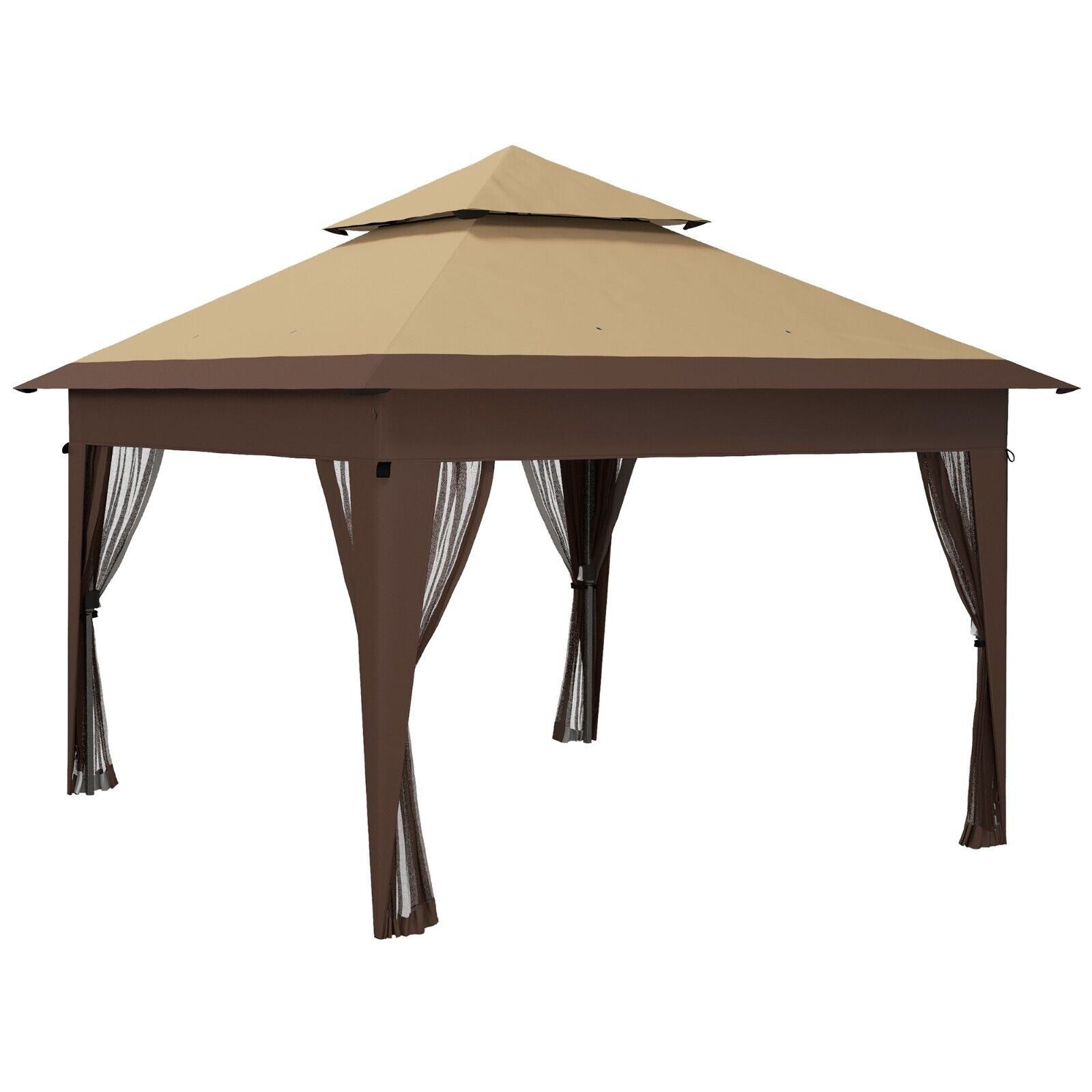 Heavy Duty Garden Pop Up Gazebo Instant Shelter Mosquito Netting Khaki 3x3m Tent - Home and Garden Furniture Shop - #rustic - furniture#