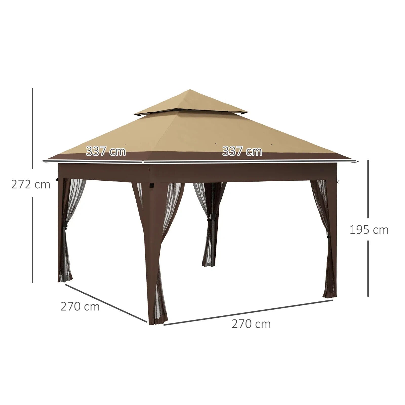 Heavy Duty Garden Pop Up Gazebo Instant Shelter Mosquito Netting Khaki 3x3m Tent - Home and Garden Furniture Shop - #rustic - furniture#