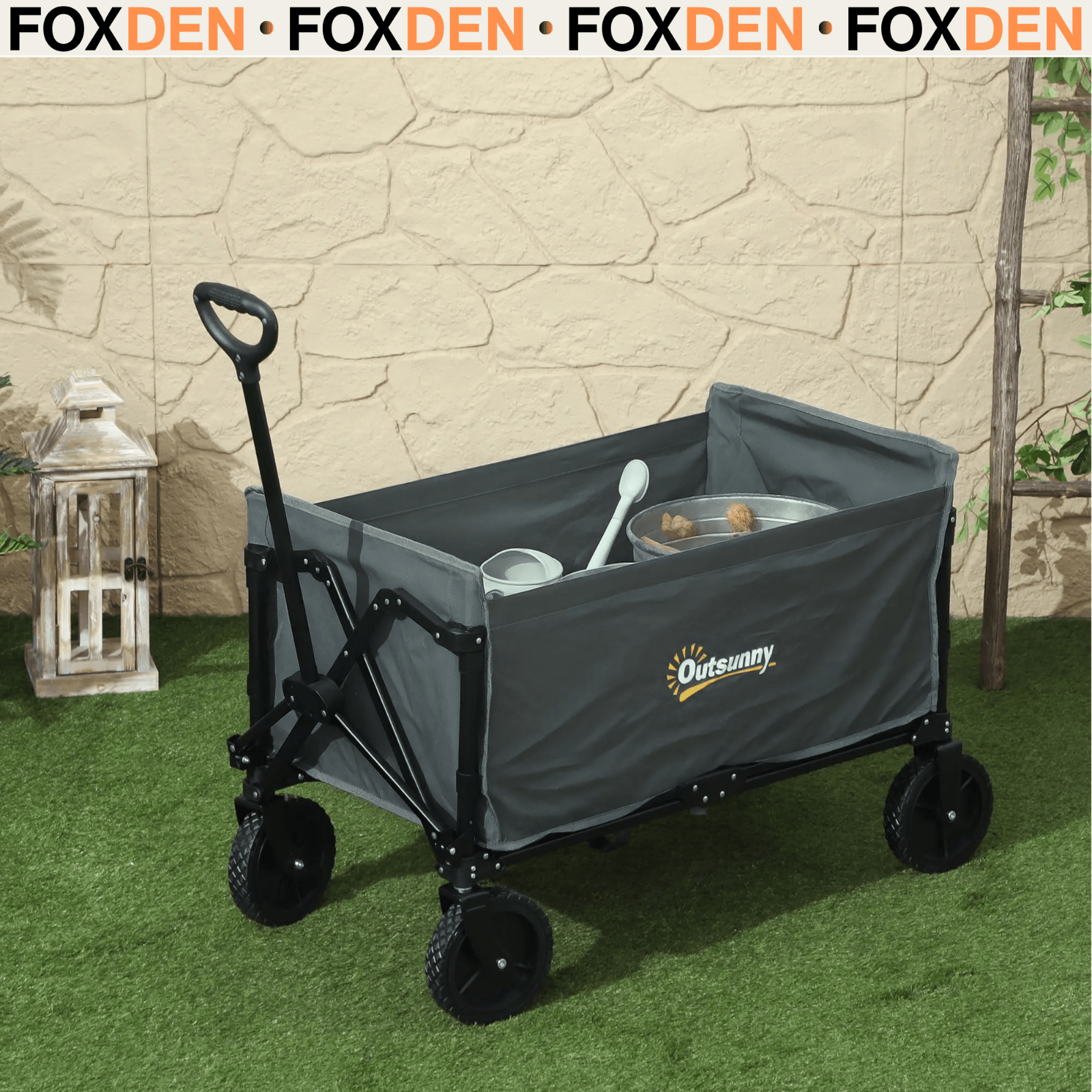 Heavy Duty Garden Trolley Cart Foldable Camping Outdoor Wagon 120L Wheelbarrow - Home and Garden Furniture Shop - rustic - furniture