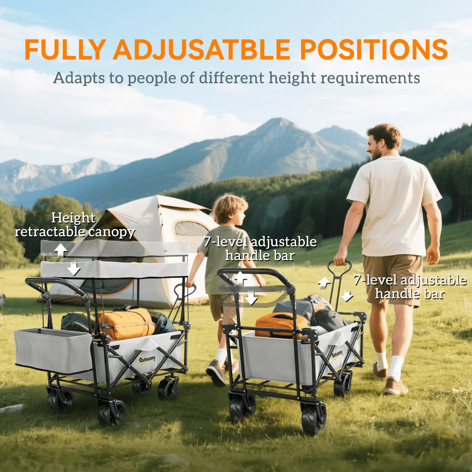 Heavy Duty Garden Trolley Cart Foldable Camping Outdoor Wagon 120L Wheelbarrow - Home and Garden Furniture Shop - rustic - furniture