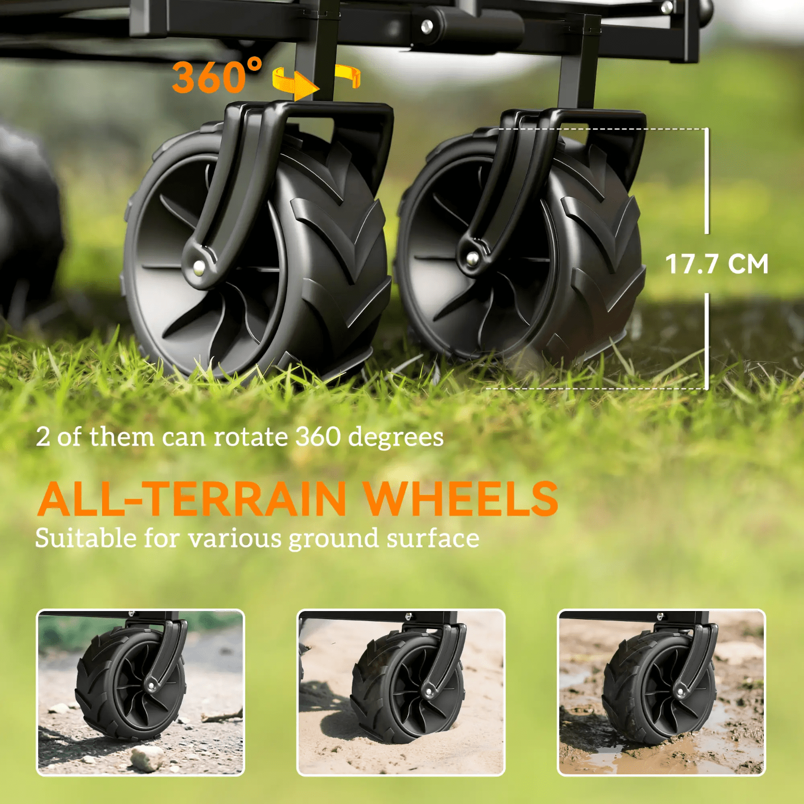 Heavy Duty Garden Trolley Cart Foldable Camping Outdoor Wagon 120L Wheelbarrow - Home and Garden Furniture Shop - rustic - furniture