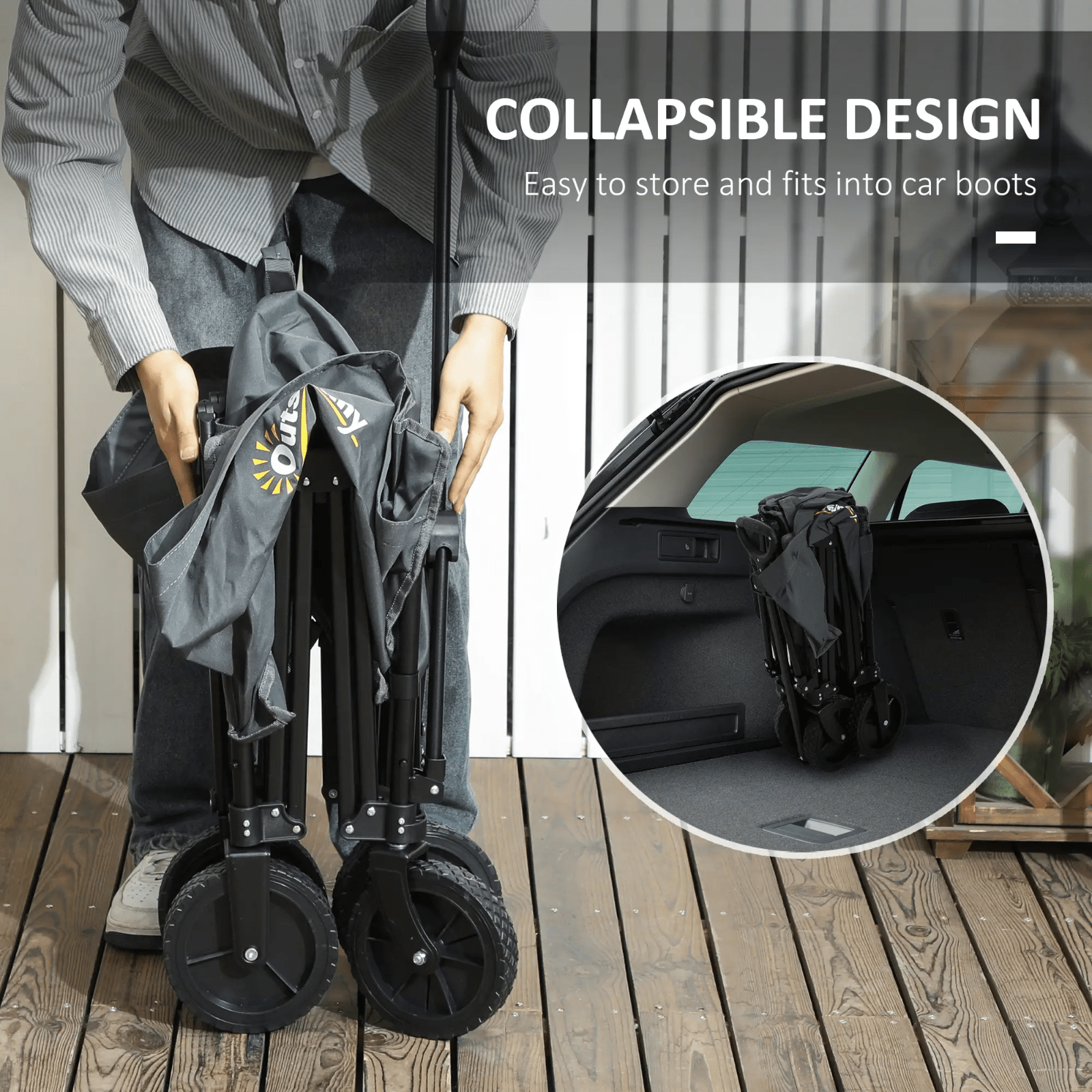 Heavy Duty Garden Trolley Cart Foldable Camping Outdoor Wagon 120L Wheelbarrow - Home and Garden Furniture Shop - rustic - furniture