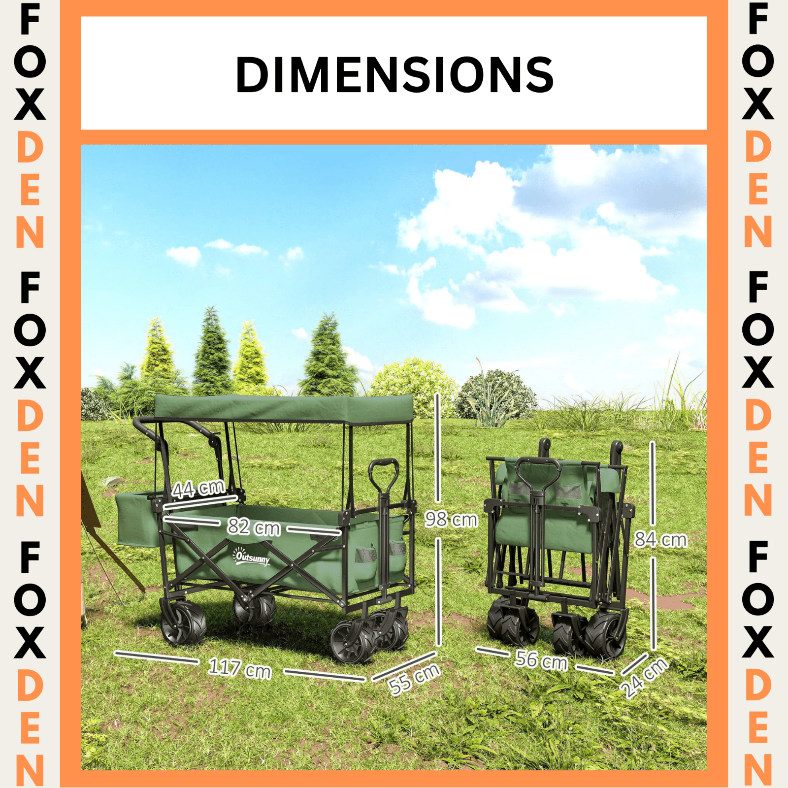 Heavy Duty Garden Trolley Cart Foldable Camping Outdoor Wagon 120L Wheelbarrow - Home and Garden Furniture Shop - rustic - furniture