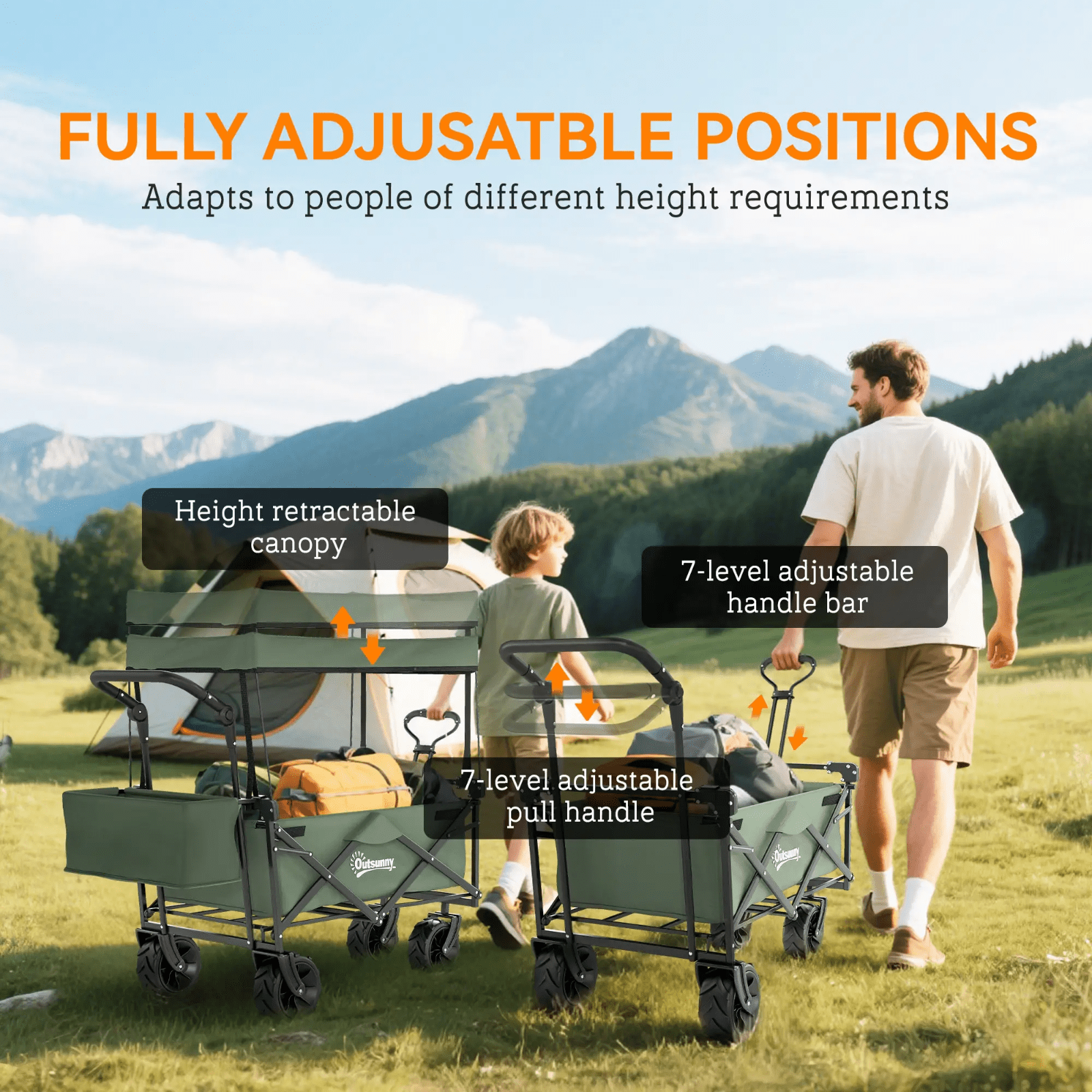 Heavy Duty Garden Trolley Cart Foldable Camping Outdoor Wagon 120L Wheelbarrow - Home and Garden Furniture Shop - rustic - furniture