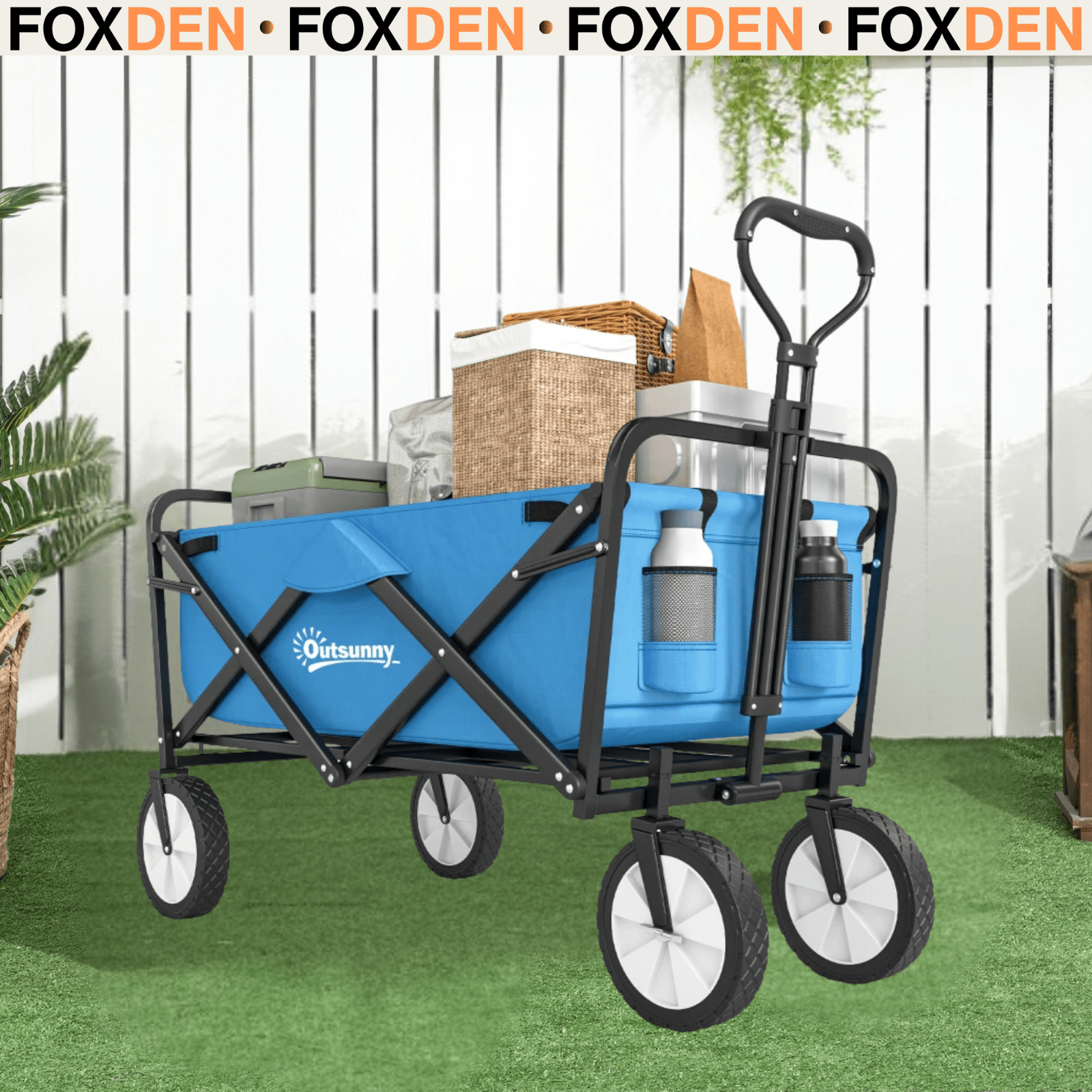 Heavy Duty Garden Trolley Cart Foldable Camping Outdoor Wagon 90L Wheelbarrow - Home and Garden Furniture Shop - rustic - furniture