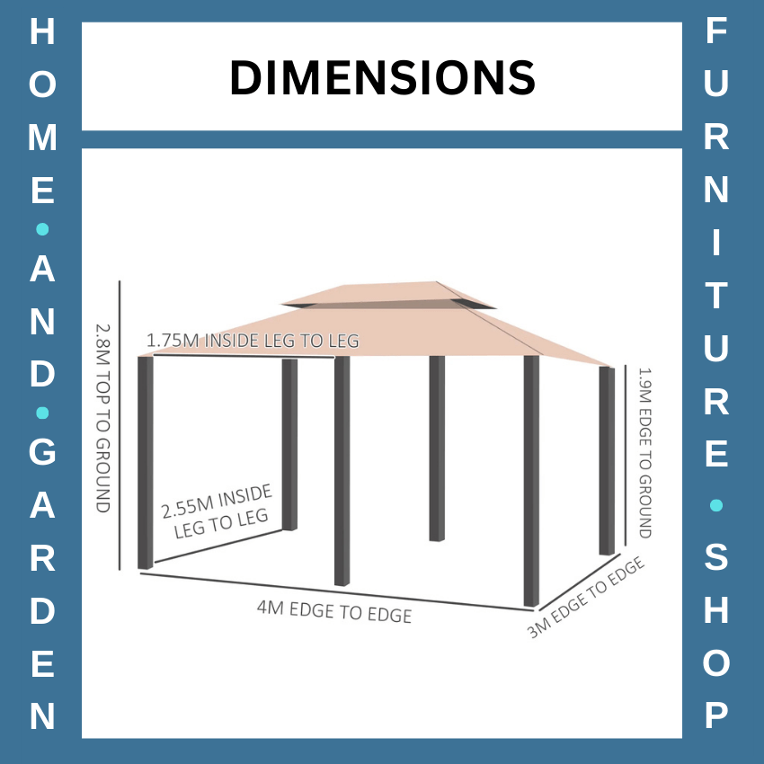 Heavy Duty Gazebo Garden Pavilion Double Canopy Roof Outdoor LED Solar Light 4m - Home and Garden Furniture Shop - rustic - furniture