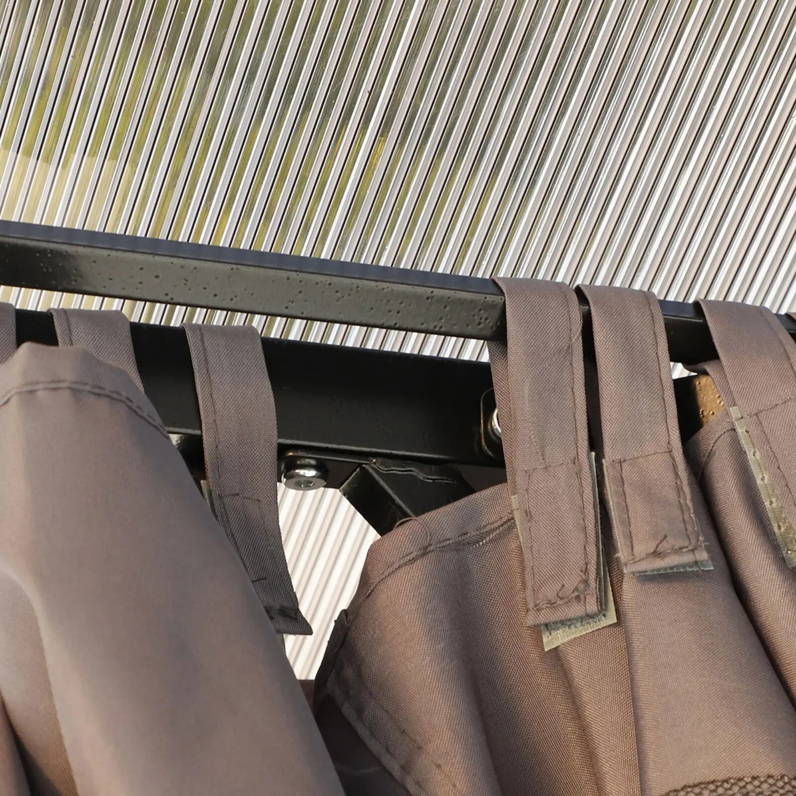 Heavy Duty Gazebo Metal 3x3m Hard Top Polycarbonate Roof Curtains Garden Shelter - Home and Garden Furniture Shop - rustic - furniture