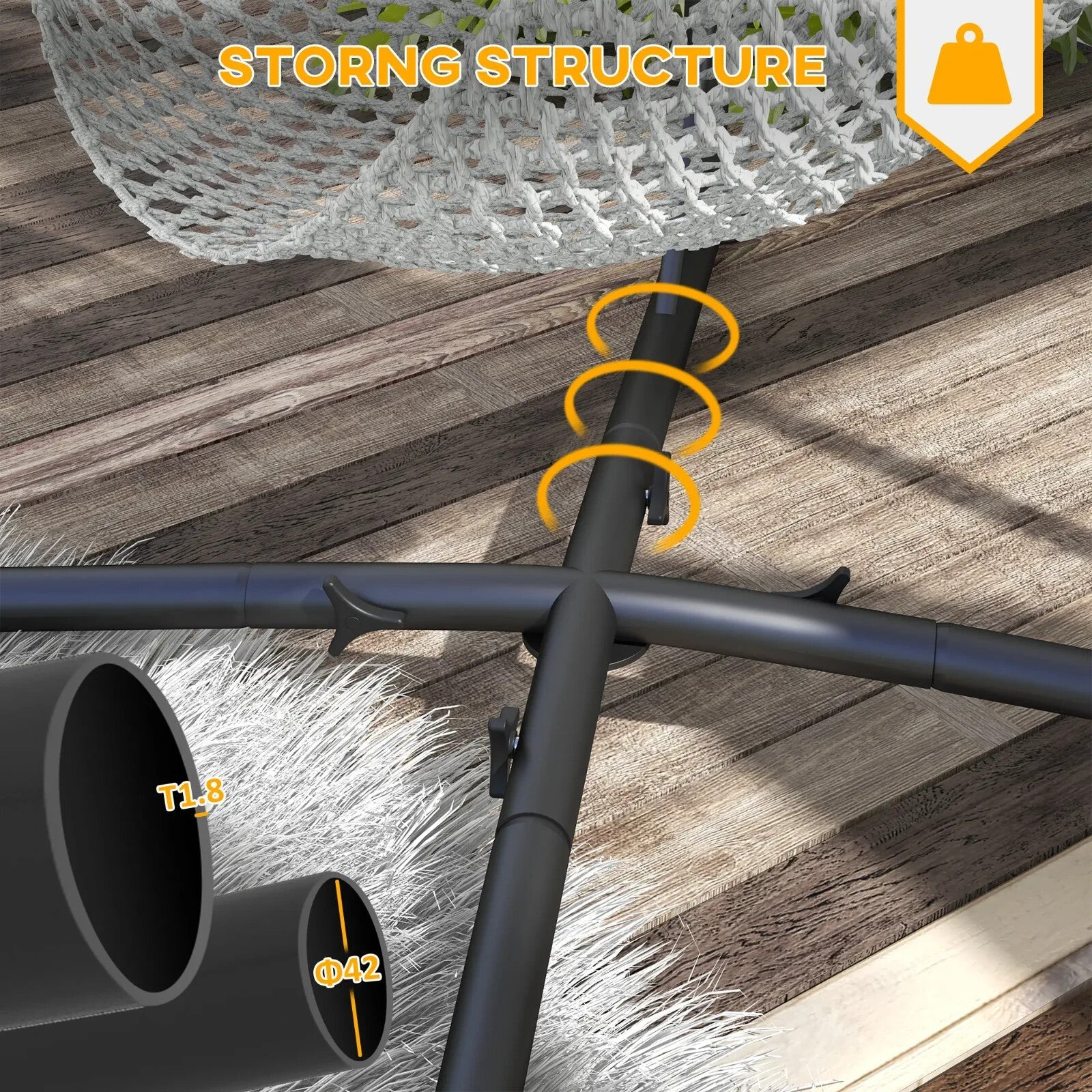 Heavy Duty Hammock Chair Stand Hanging Metal Frame with Chain for Garden Hammock - Home and Garden Furniture Shop - rustic - furniture