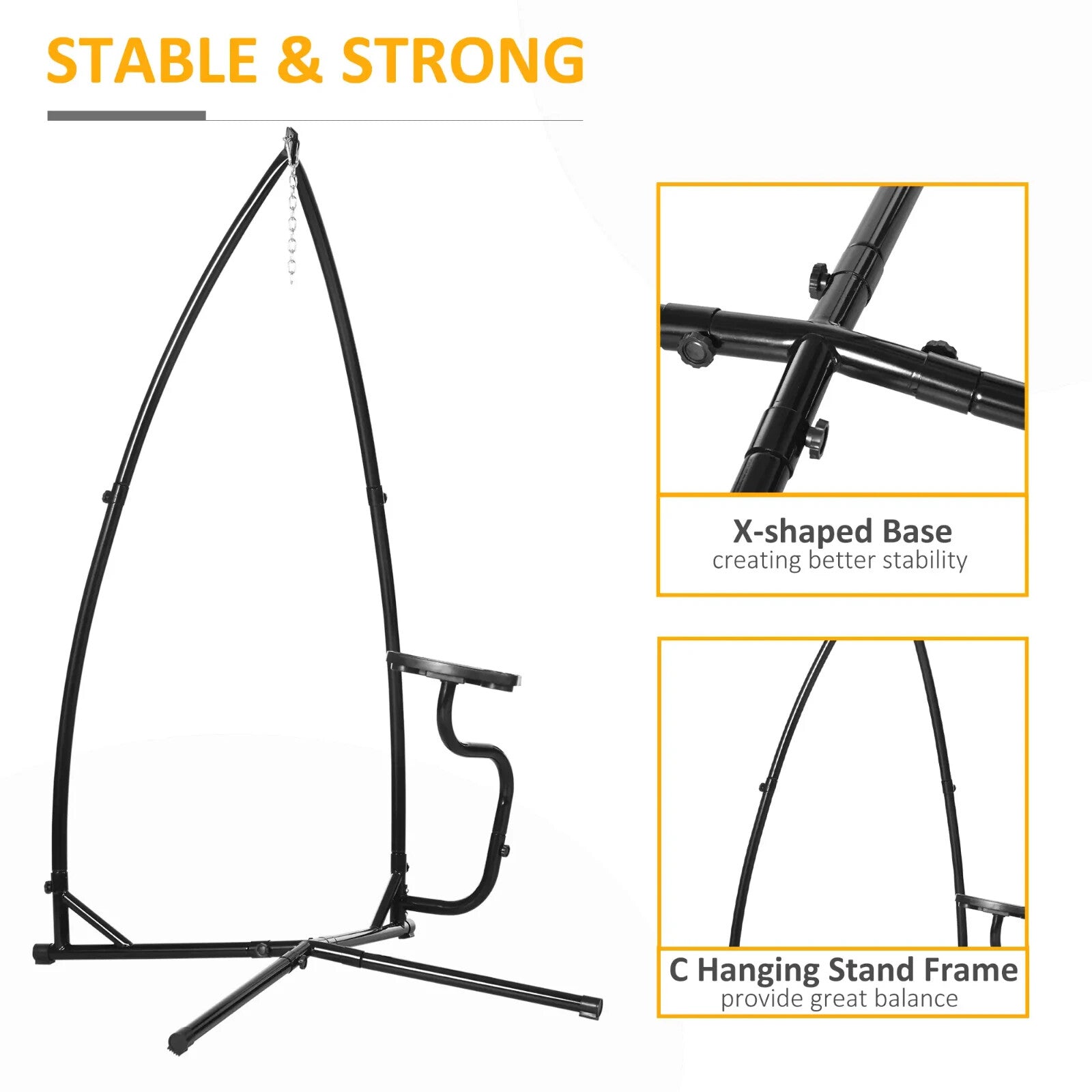Heavy Duty Metal C - Stand for Hammock Chair Outdoor Swing Seat Support Frame - Home and Garden Furniture Shop - rustic - furniture