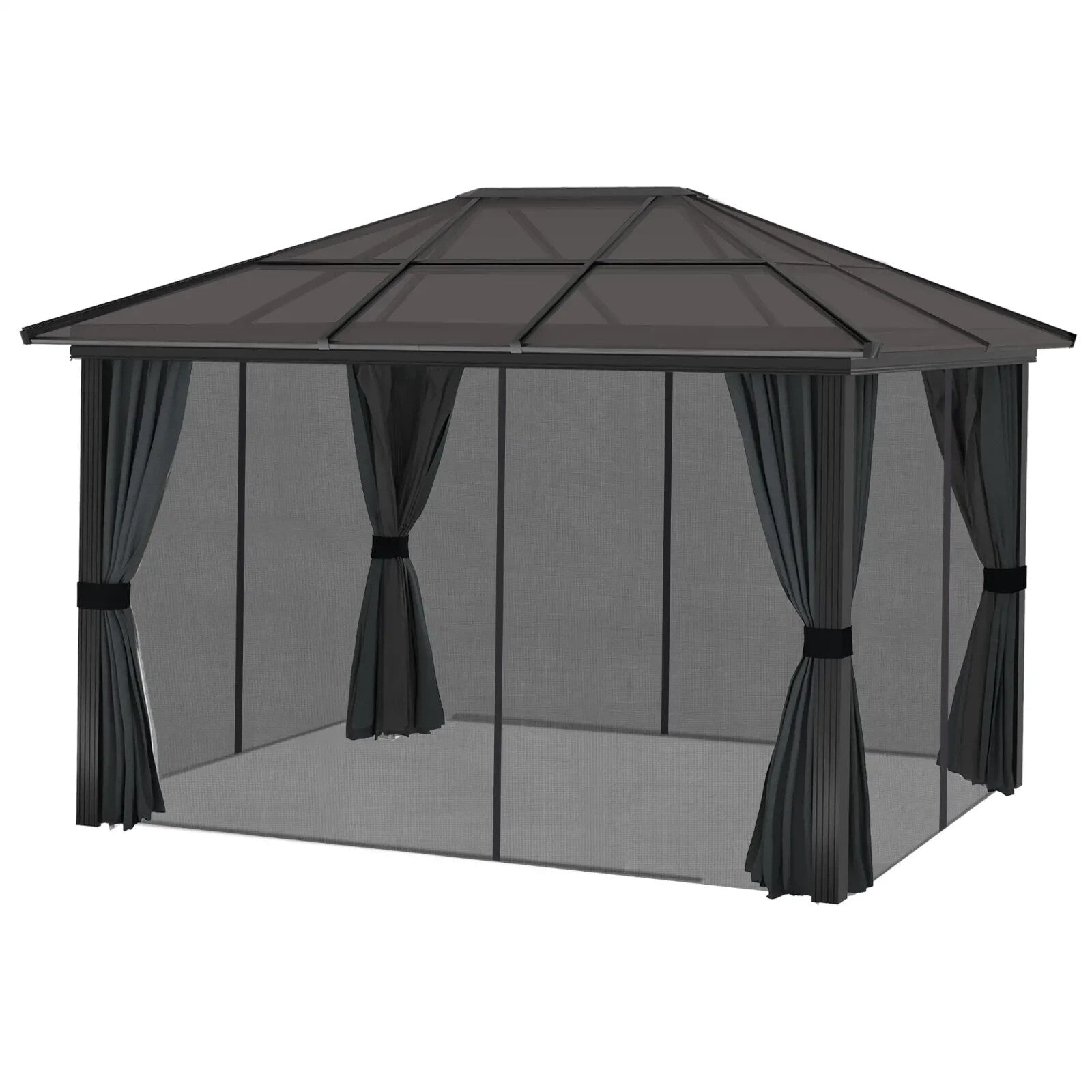 Heavy Duty Metal Gazebo Polycarbonate Hardtop Roof Canopy Side Curtains 3 x 3.6m - Home and Garden Furniture Shop - rustic - furniture