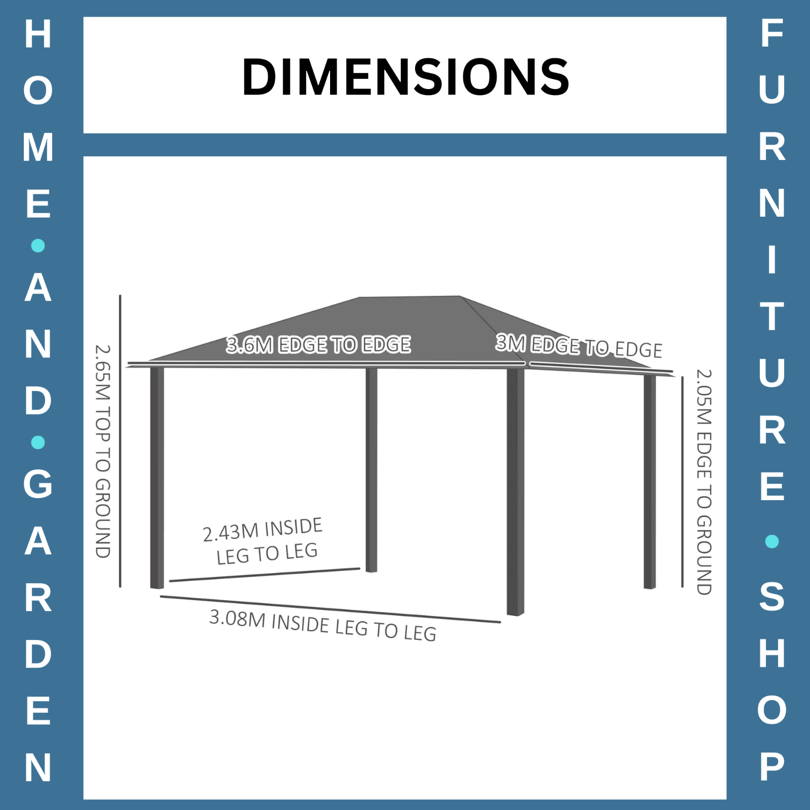 Heavy Duty Metal Gazebo Polycarbonate Hardtop Roof Canopy Side Curtains 3 x 3.6m - Home and Garden Furniture Shop - rustic - furniture