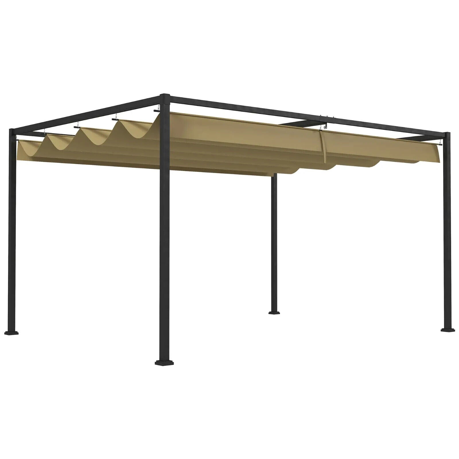 Heavy Duty Metal Pergola Retractable Canopy Patio Gazebo Sun Shelter4x3(m) Cover - Home and Garden Furniture Shop - #rustic - furniture#