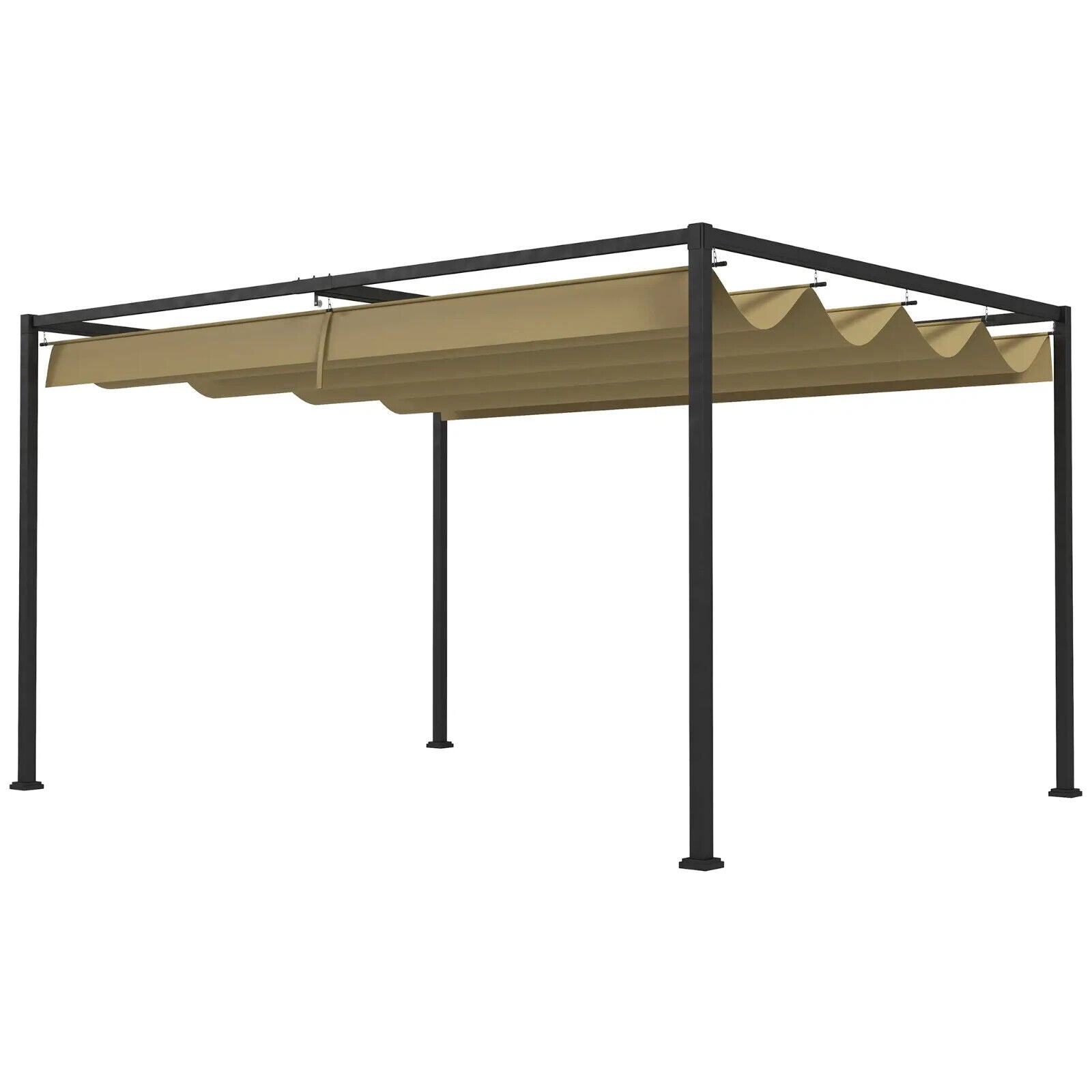Heavy Duty Metal Pergola Retractable Canopy Patio Gazebo Sun Shelter4x3(m) Cover - Home and Garden Furniture Shop - #rustic - furniture#